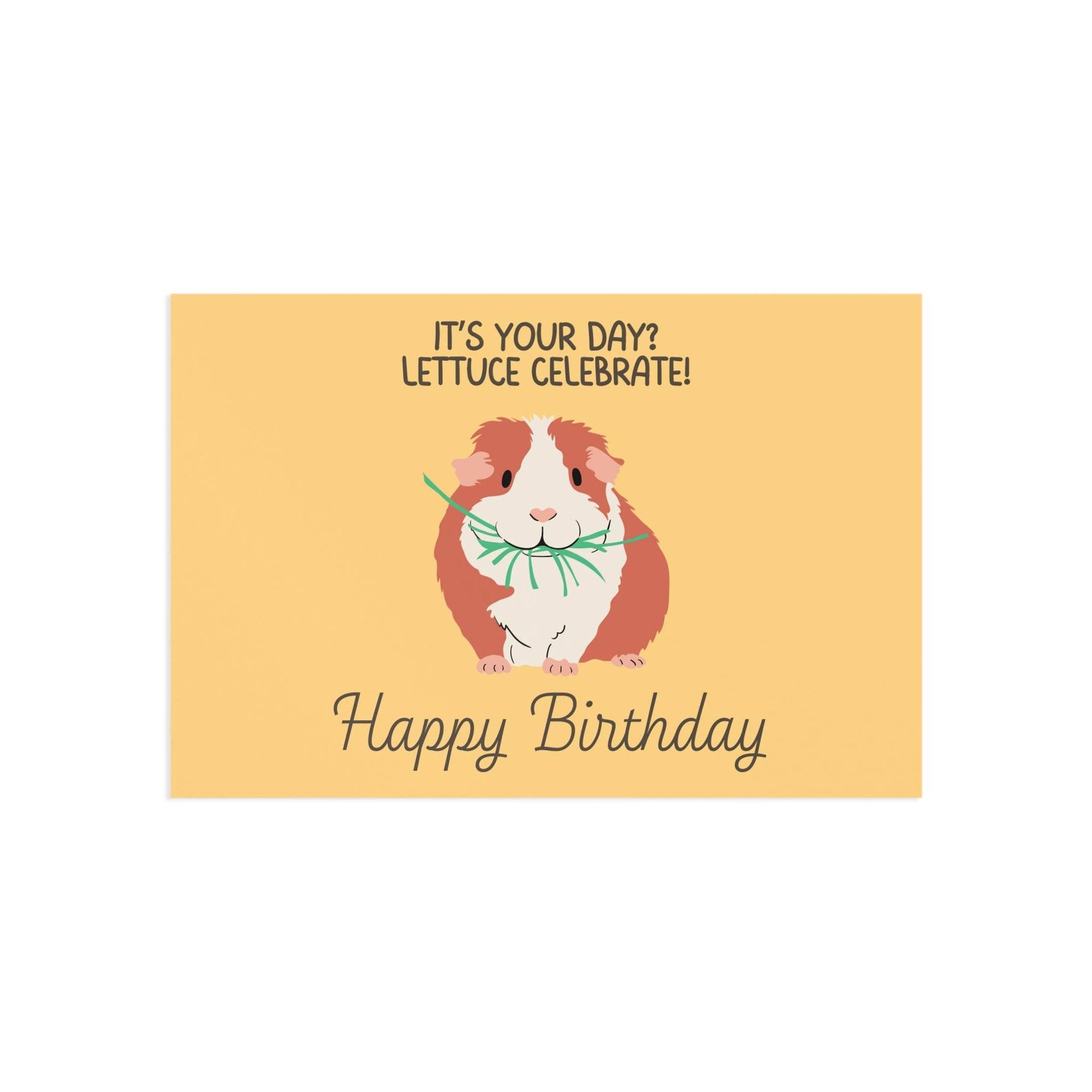 The Dreamer's Bookshop Cute "Lettuce Celebrate" Guinea Pig Birthday Card - The Dreamer's Bookshop.