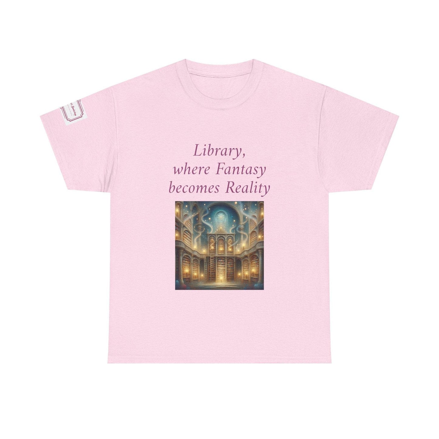 Library, Fantasy, Reality - Graphic Unisex Heavy Cotton Tee - Book Lovers - The Dreamer's Bookshop.