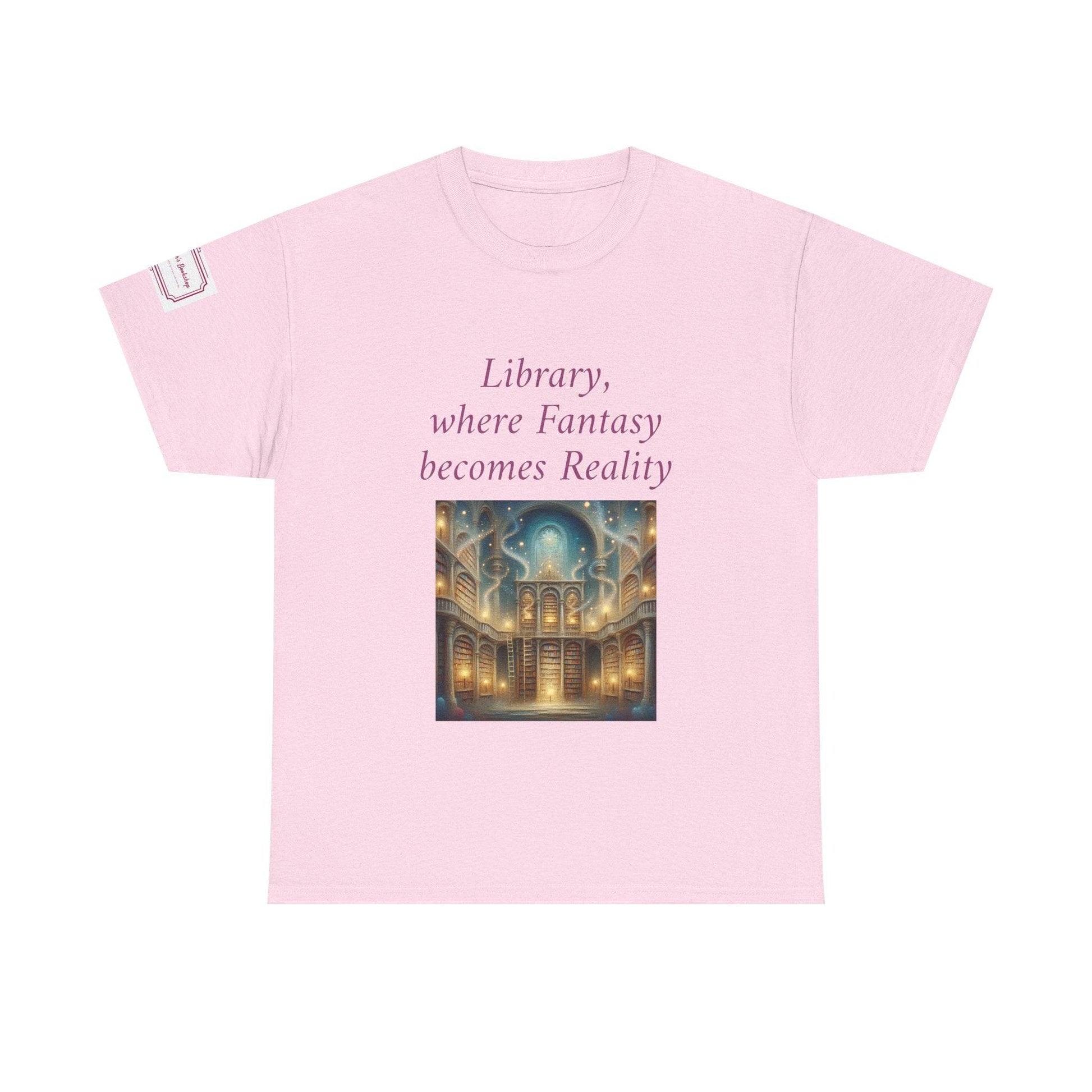 Library, Fantasy, Reality - Graphic Unisex Heavy Cotton Tee - Book Lovers - The Dreamer's Bookshop.