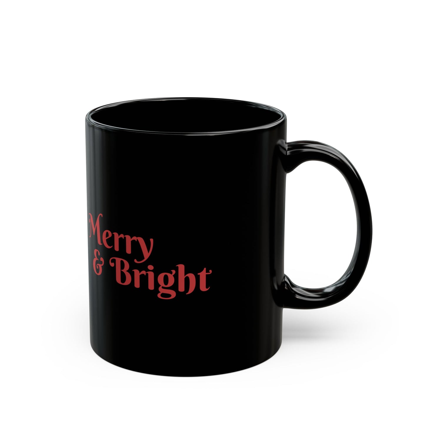 Merry & Bright Black Mug - Book lover's Christmas - 11oz & 15oz Options