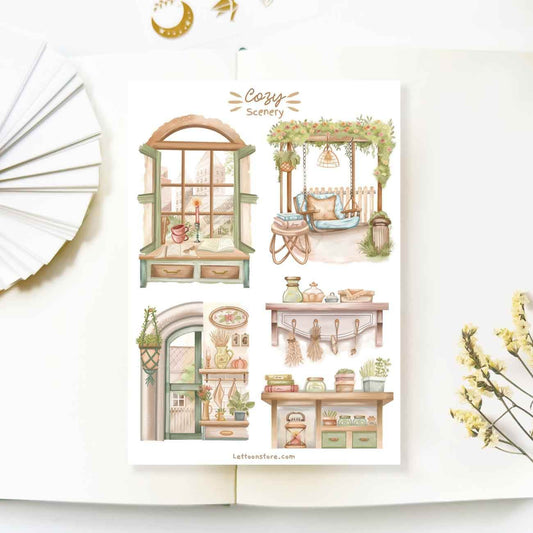 LETTOOn - Stickervel - Gezellige Taferelen - The Dreamer's Bookshop.