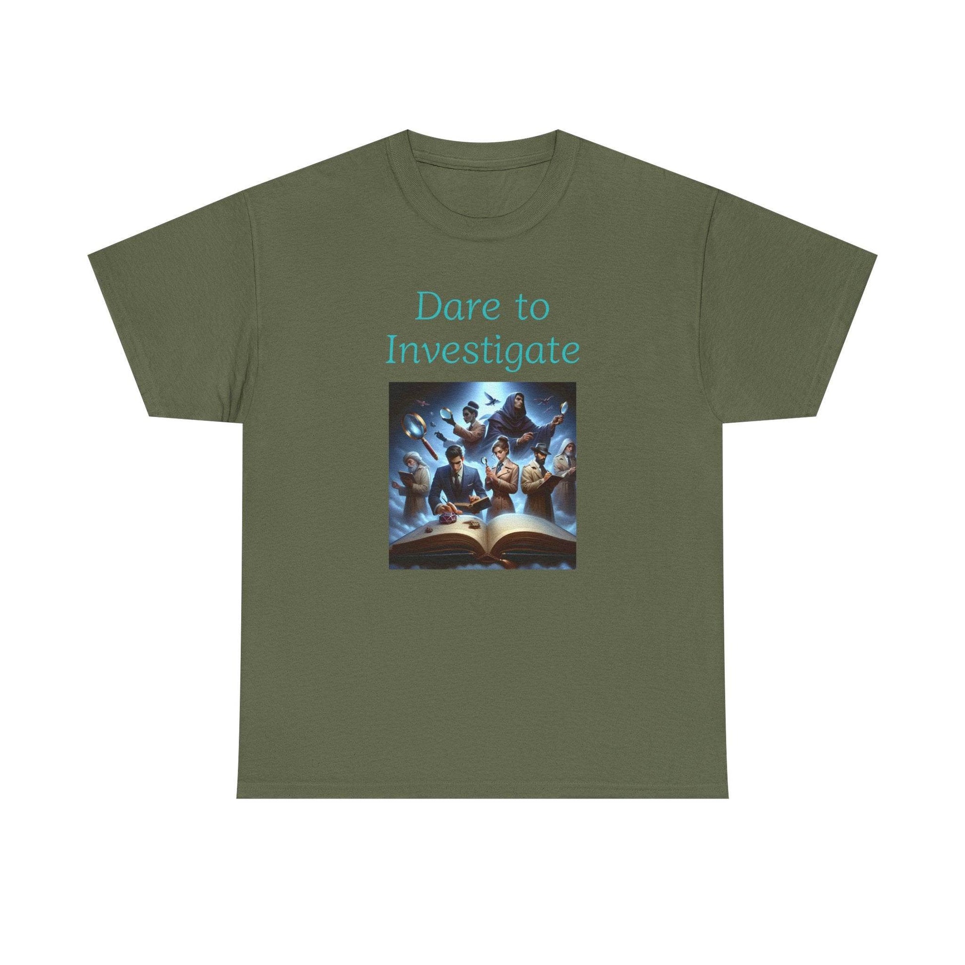 Investigate - Graphic Tee - Unisex Heavy Cotton T-Shirt Crime/Mystery Books - The Dreamer's Bookshop.