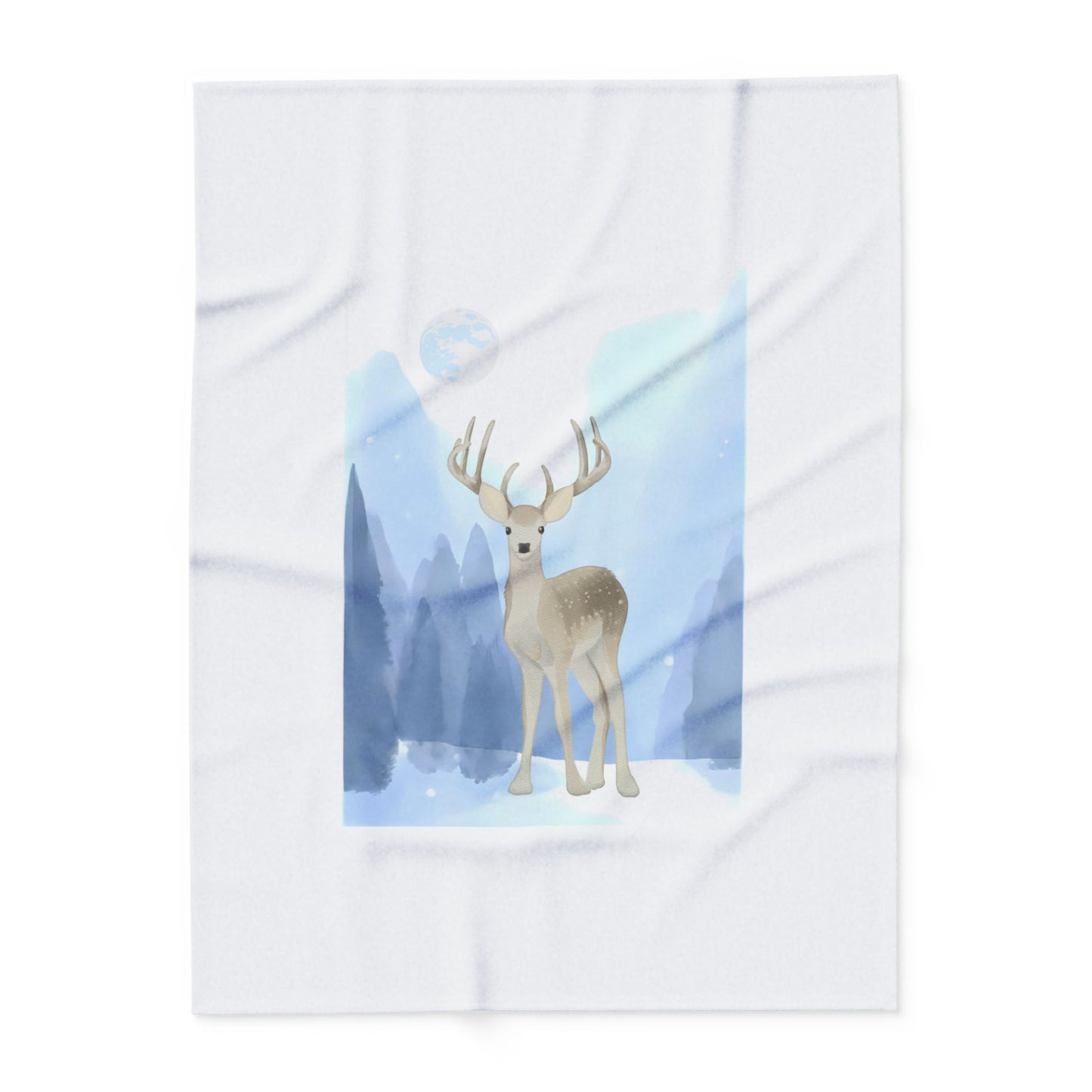 Cozy Arctic Fleece Blanket - Winter Deer Design