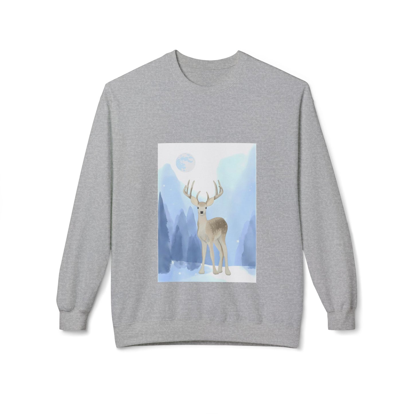 Winter Deer Unisex Fleece Crewneck Sweatshirt - Ideal Gift Cozy Days