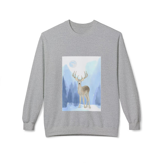 Winter Deer Unisex Fleece Crewneck Sweatshirt - Ideal Gift Cozy Days