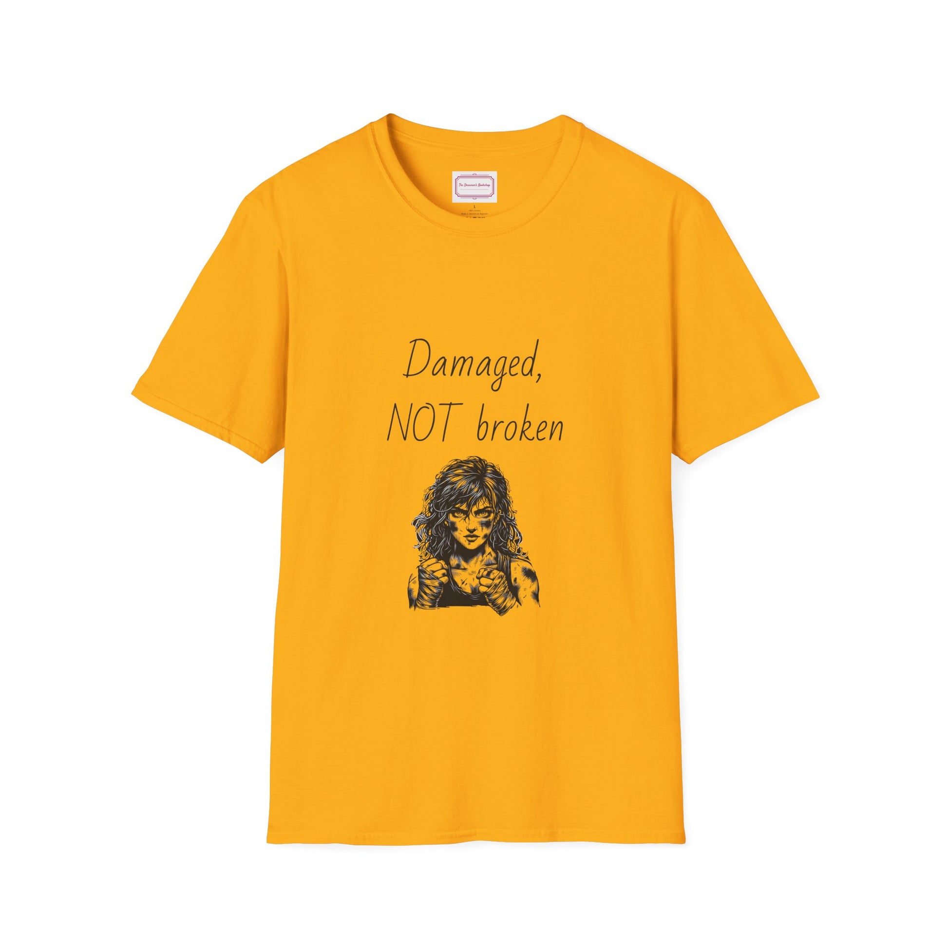 Inspirational Unisex Softstyle T-Shirt - "Damaged, NOT broken" - The Dreamer's Bookshop.