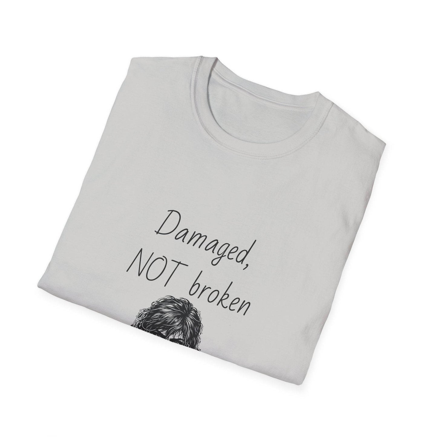 Fierce Survivor Unisex Softstyle T-Shirt - 'Damaged, NOT broken' - The Dreamer's Bookshop.