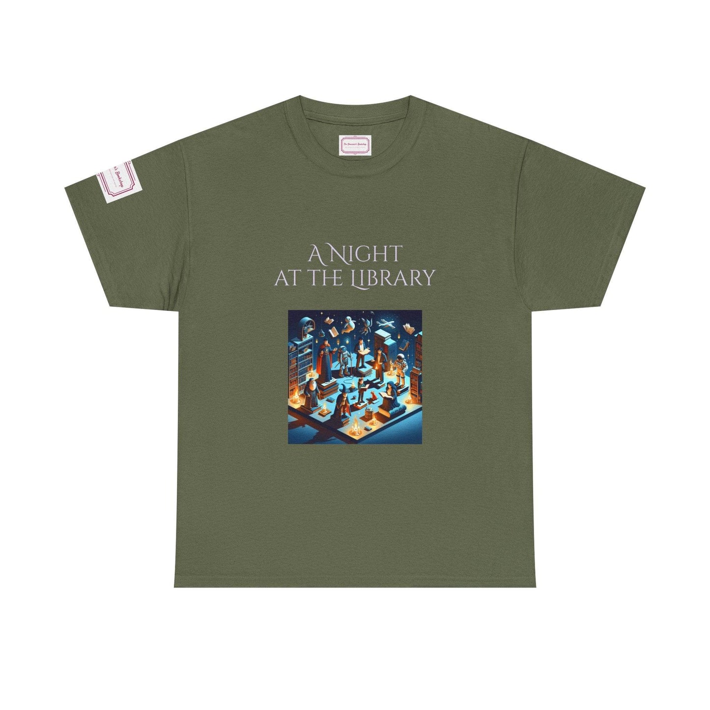 Night at the Library - Unisex Heavy Cotton Tee - Perfect for Book Lovers - The Dreamer's Bookshop.