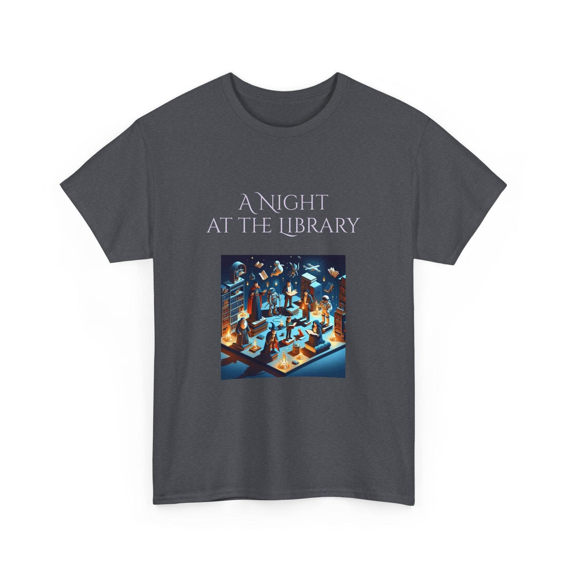 Night at the Library - A Unisex Heavy Cotton Tee - Perfect Gift for Book Lovers - The Dreamer's Bookshop.