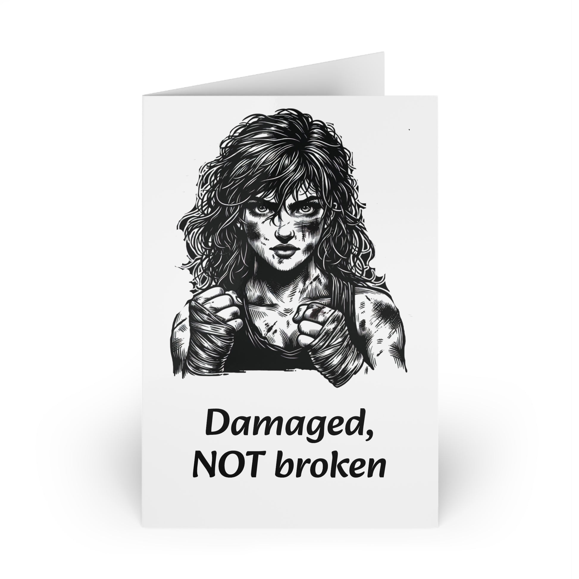 The Dreamer's Bookshop Warrior "Damaged, NOT broken" Art Print Card - The Dreamer's Bookshop.