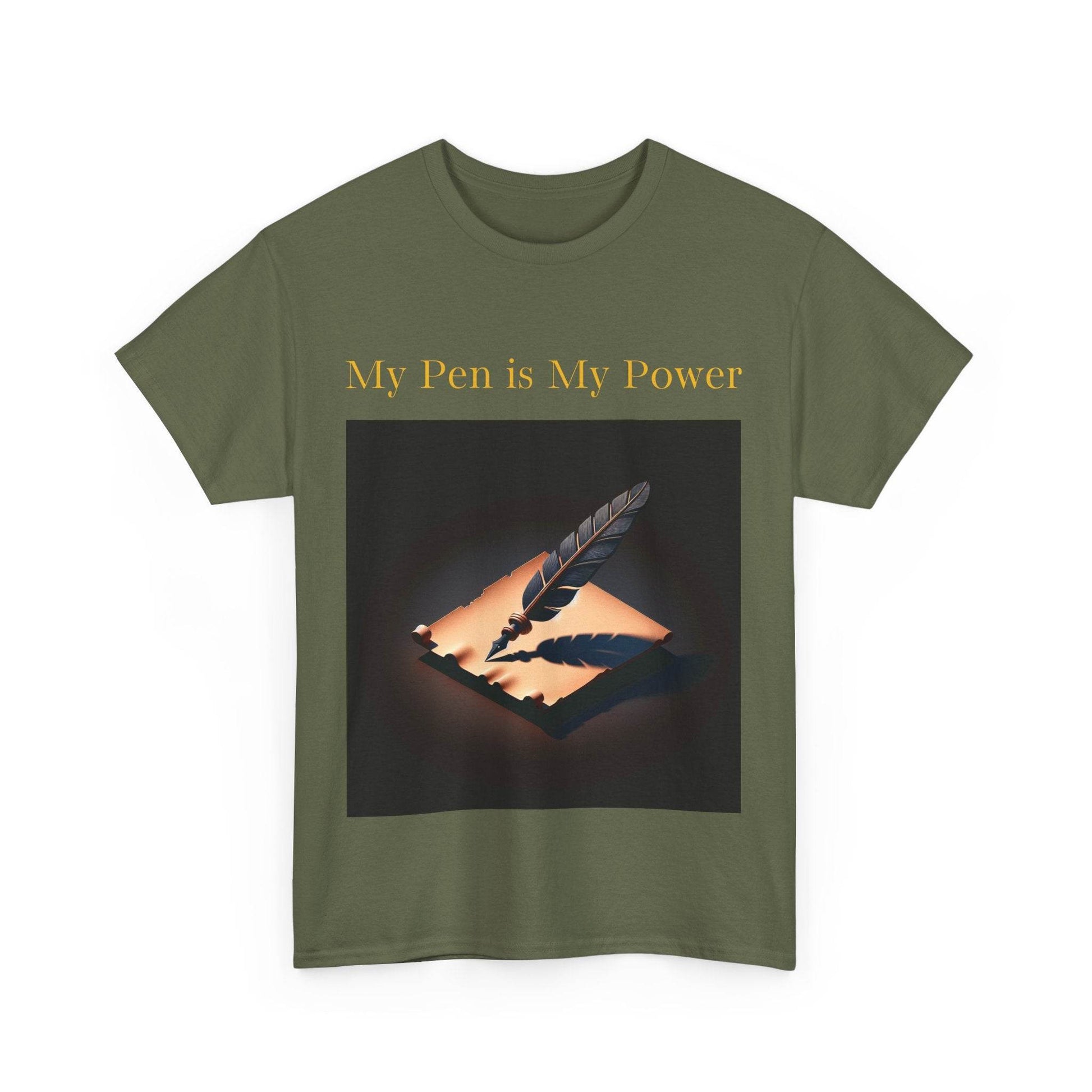 My Pen is My Power Unisex Heavy Cotton Tee - Creative Writer's Apparel - The Dreamer's Bookshop.