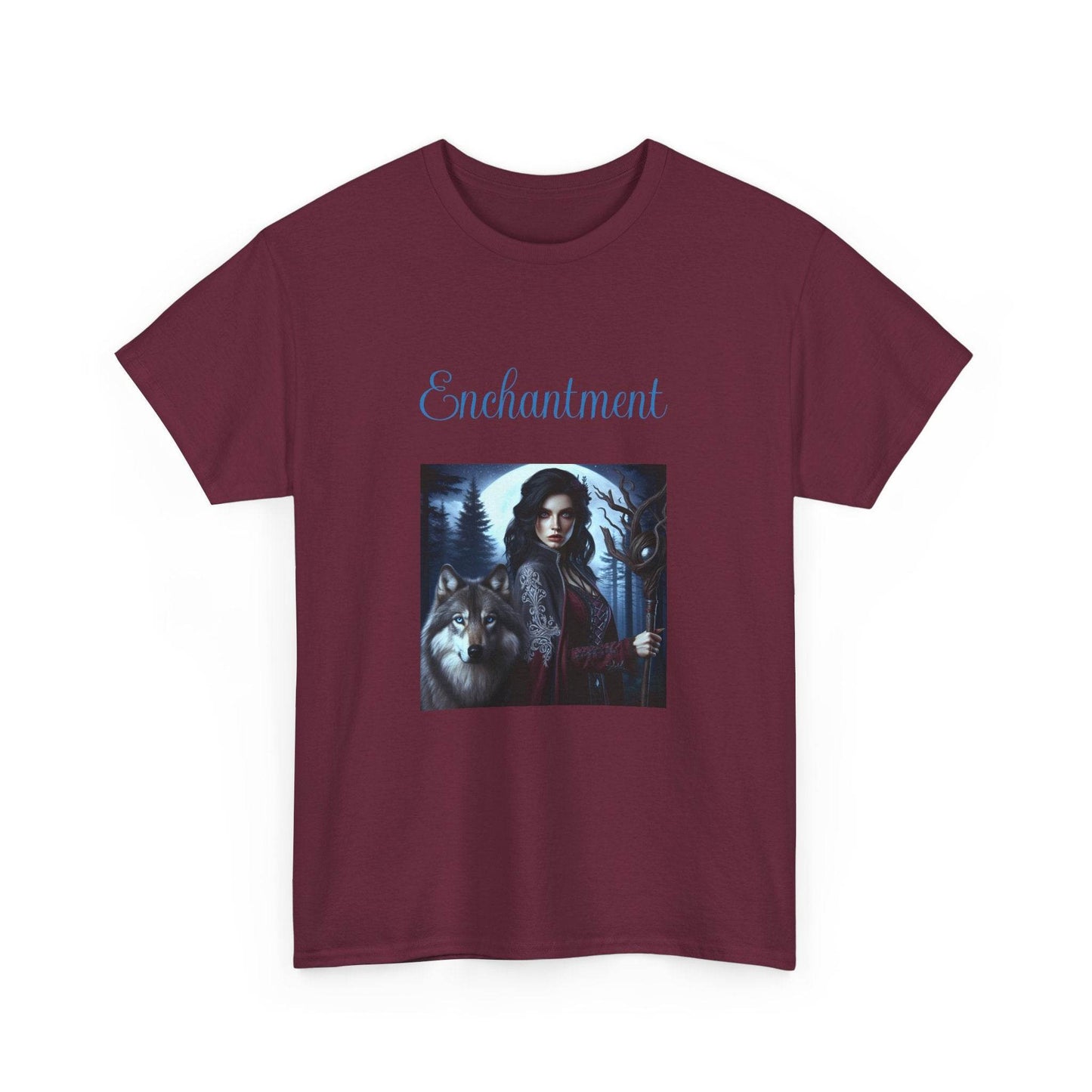 Enchanting Wolf Graphic Tee - Unisex Heavy Cotton T-Shirt for Nature Lovers - The Dreamer's Bookshop.