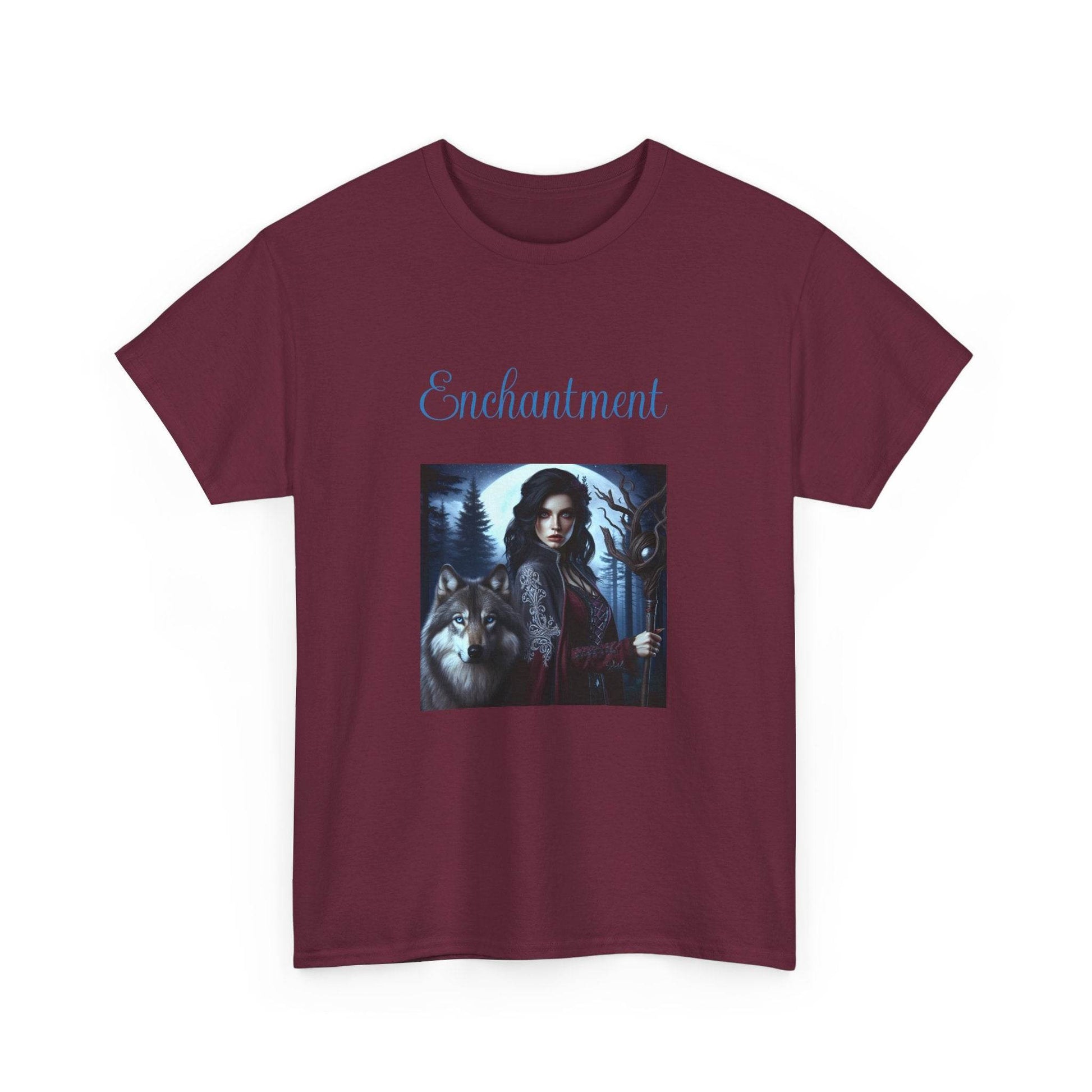 Enchanting Wolf Graphic Tee - Unisex Heavy Cotton T-Shirt for Nature Lovers - The Dreamer's Bookshop.