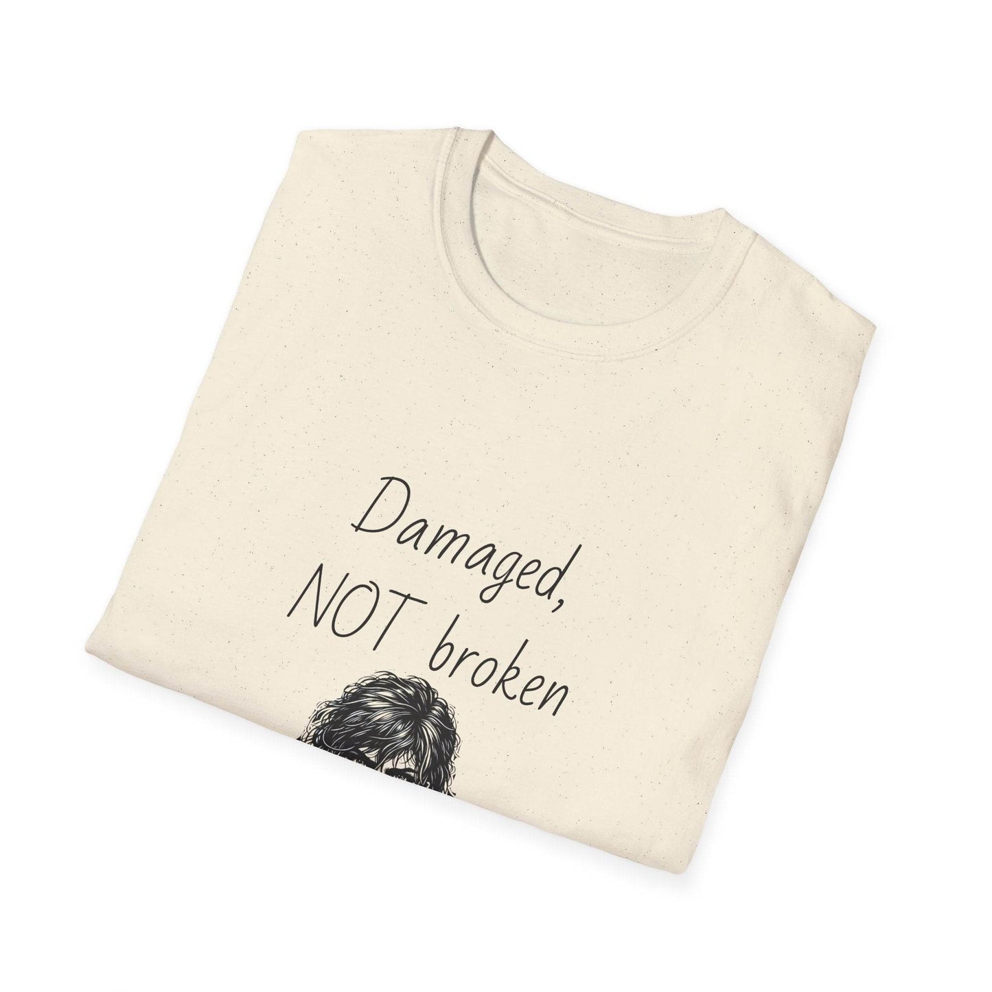 Fierce Survivor Unisex Softstyle T-Shirt - 'Damaged, NOT broken' - The Dreamer's Bookshop.