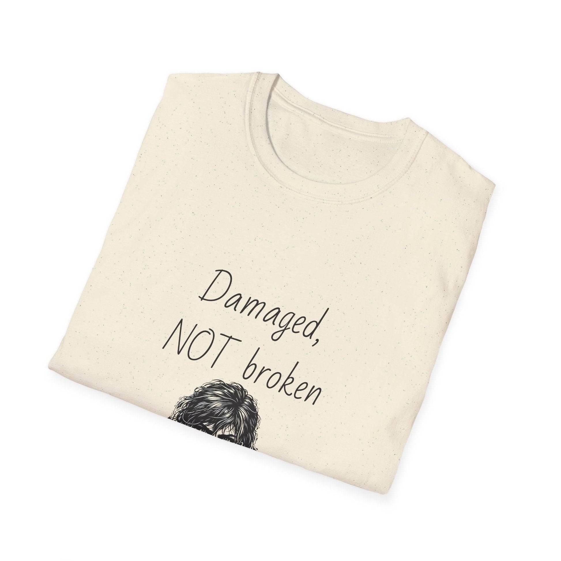 Fierce Survivor Unisex Softstyle T-Shirt - 'Damaged, NOT broken' - The Dreamer's Bookshop.