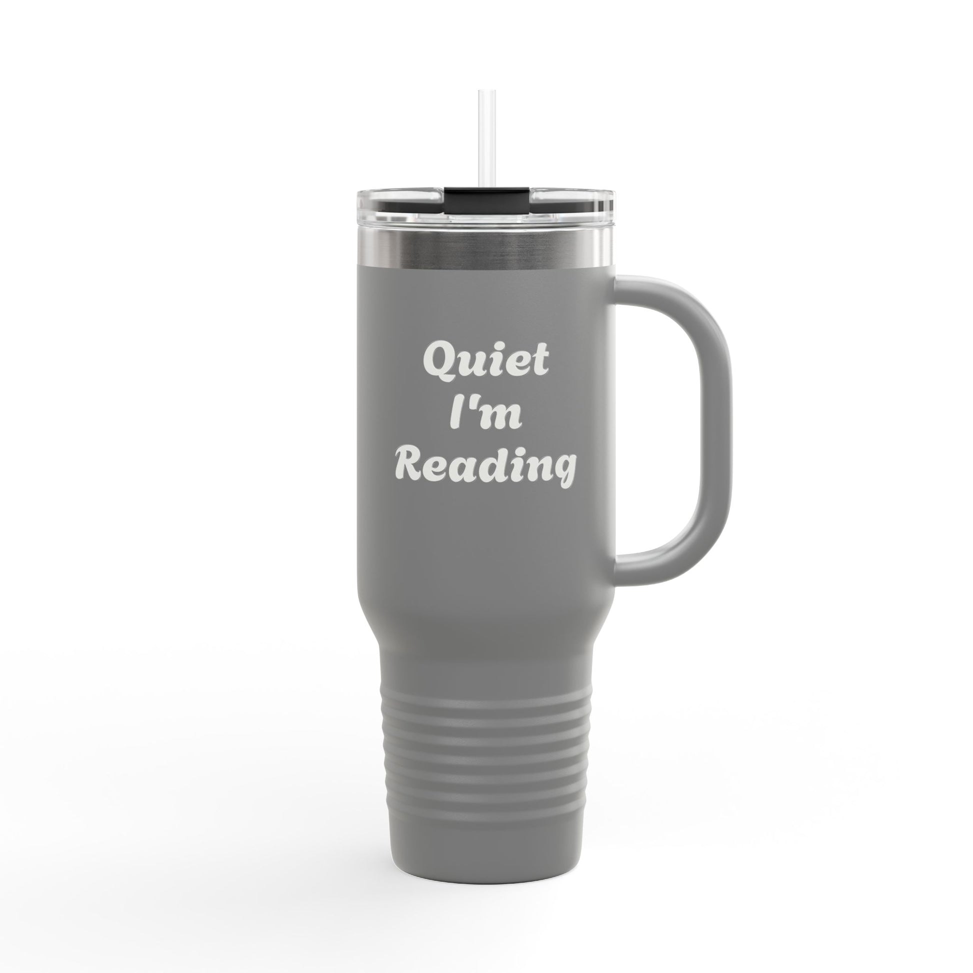 Insulated Travel Mug - "Quiet I'm Reading" - 40oz Coffee Cup for Book Lovers - The Dreamer's Bookshop.