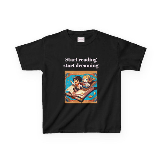 AU - Kids Heavy Cotton™ Tee - Start Reading Start Dreaming - Inspirational Youth T-Shirt - The Dreamer's Bookshop.
