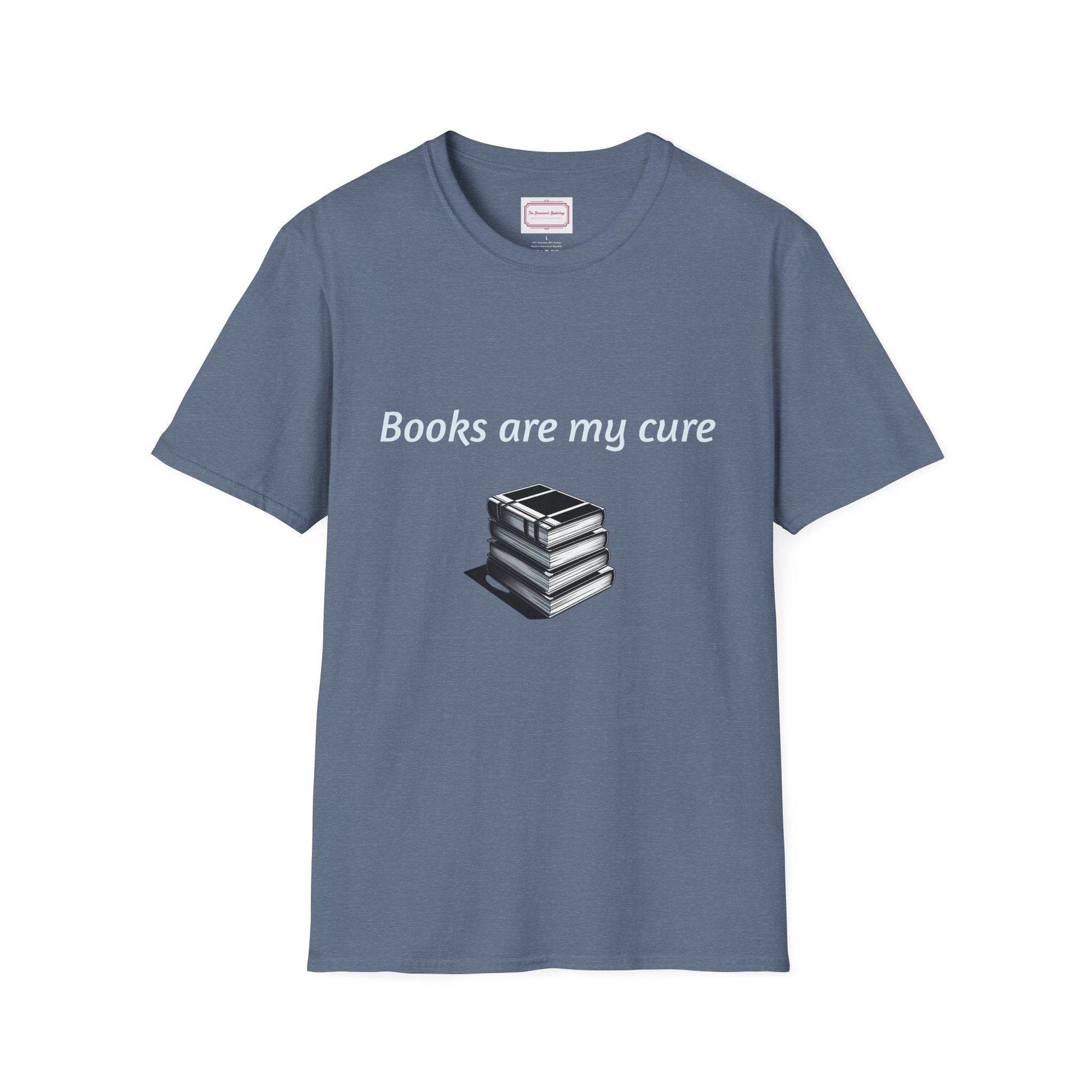 Inspirational Unisex Softstyle T-Shirt - Books are my cure - The Dreamer's Bookshop.