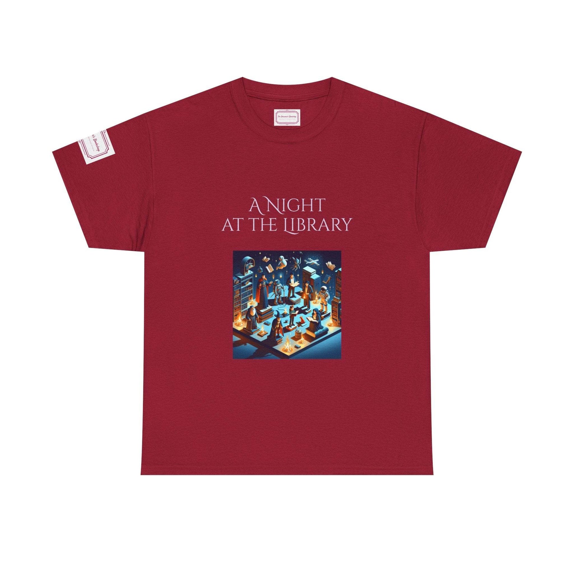 Night at the Library - Unisex Heavy Cotton Tee - Perfect for Book Lovers - The Dreamer's Bookshop.