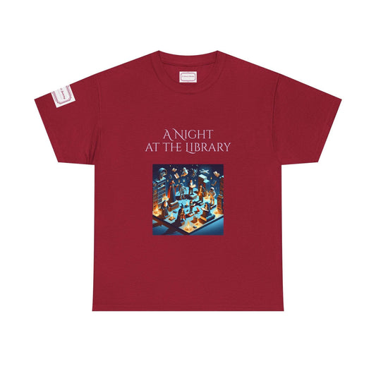 Night at the Library - Unisex Heavy Cotton Tee - Perfect for Book Lovers - The Dreamer's Bookshop.