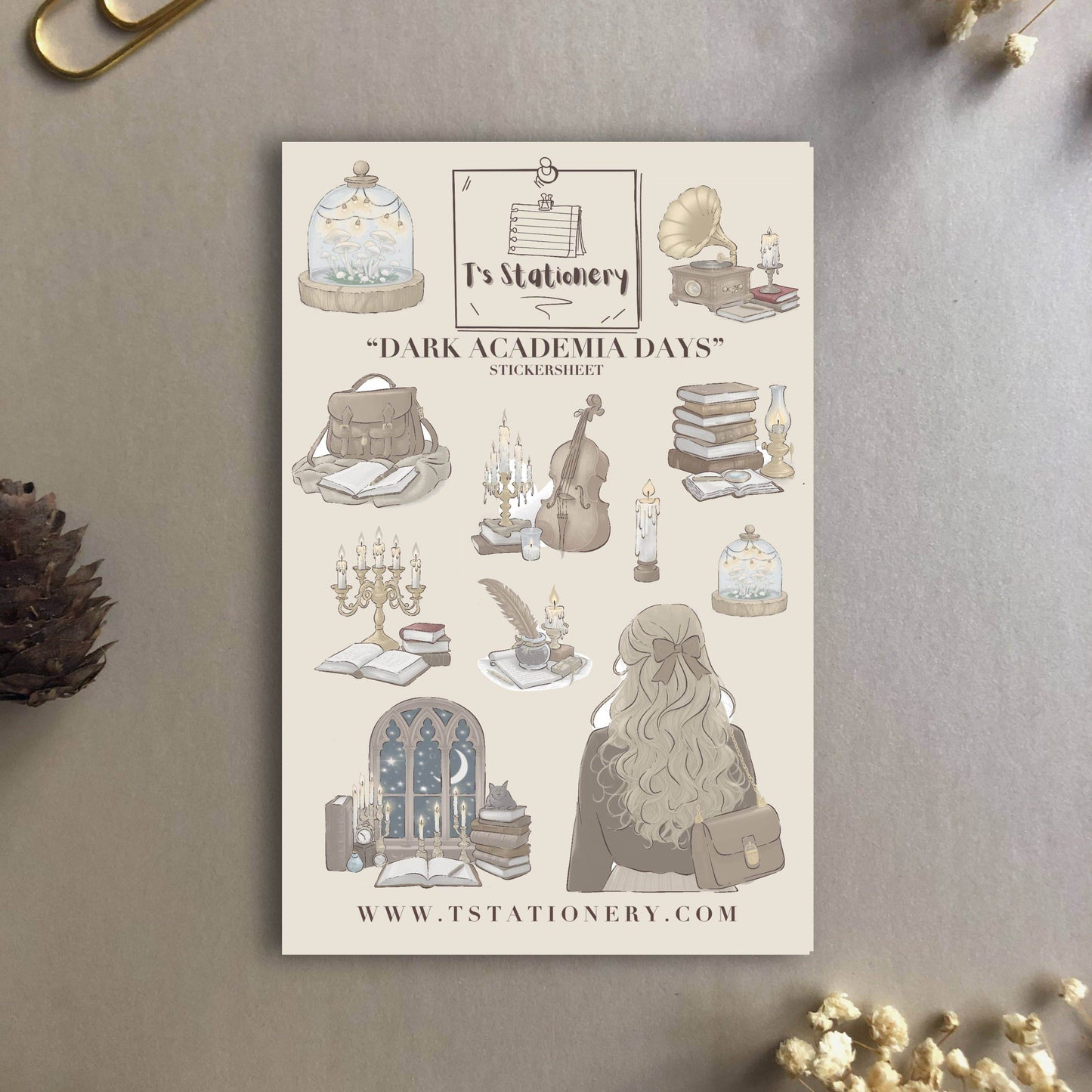 T's Stationery - Stickervel „Dark Academia Days” - The Dreamer's Bookshop.