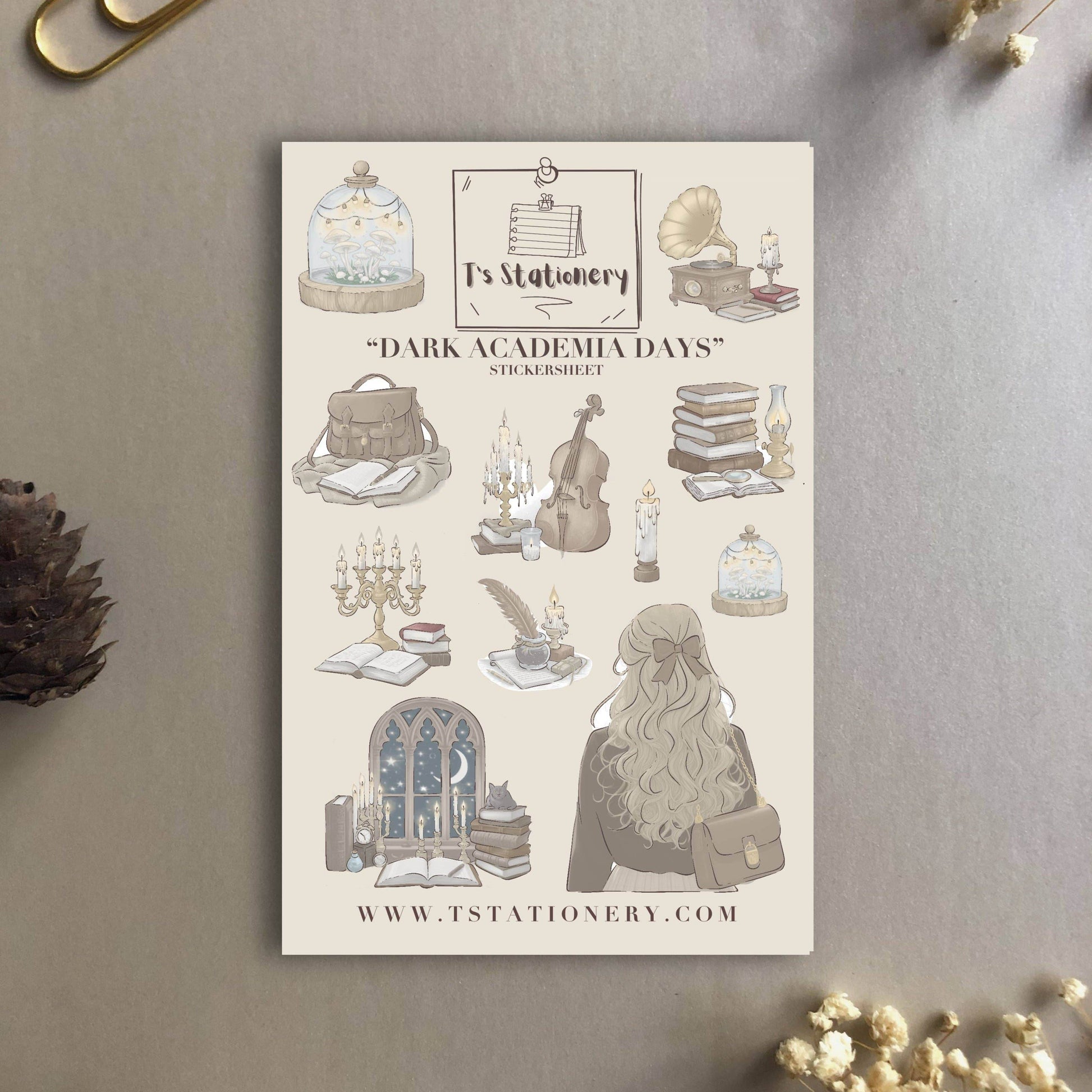 T's Stationery - Stickervel „Dark Academia Days” - The Dreamer's Bookshop.