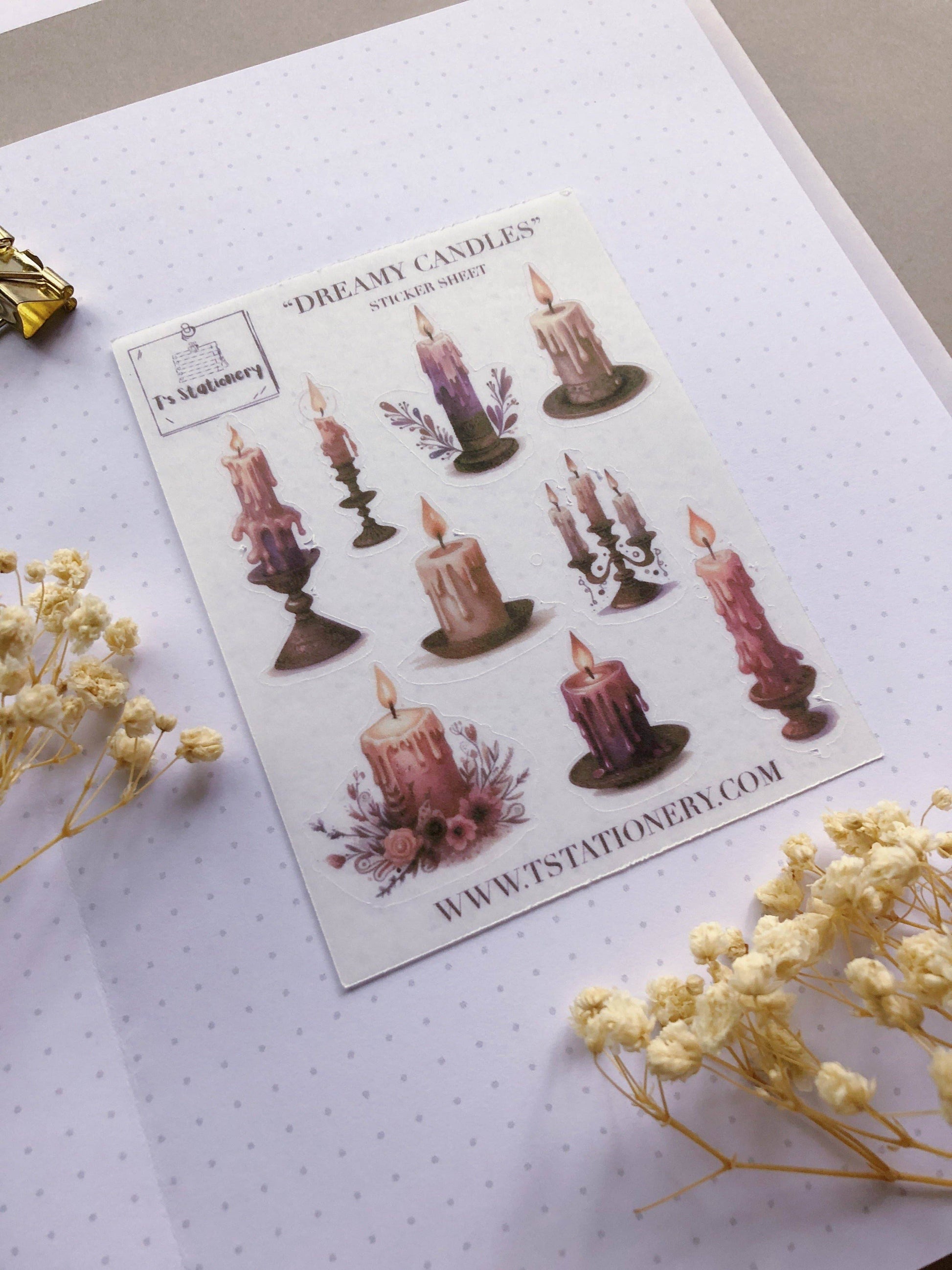 T's Stationery - Washi-stickervel „Dreamy Candles” - The Dreamer's Bookshop.