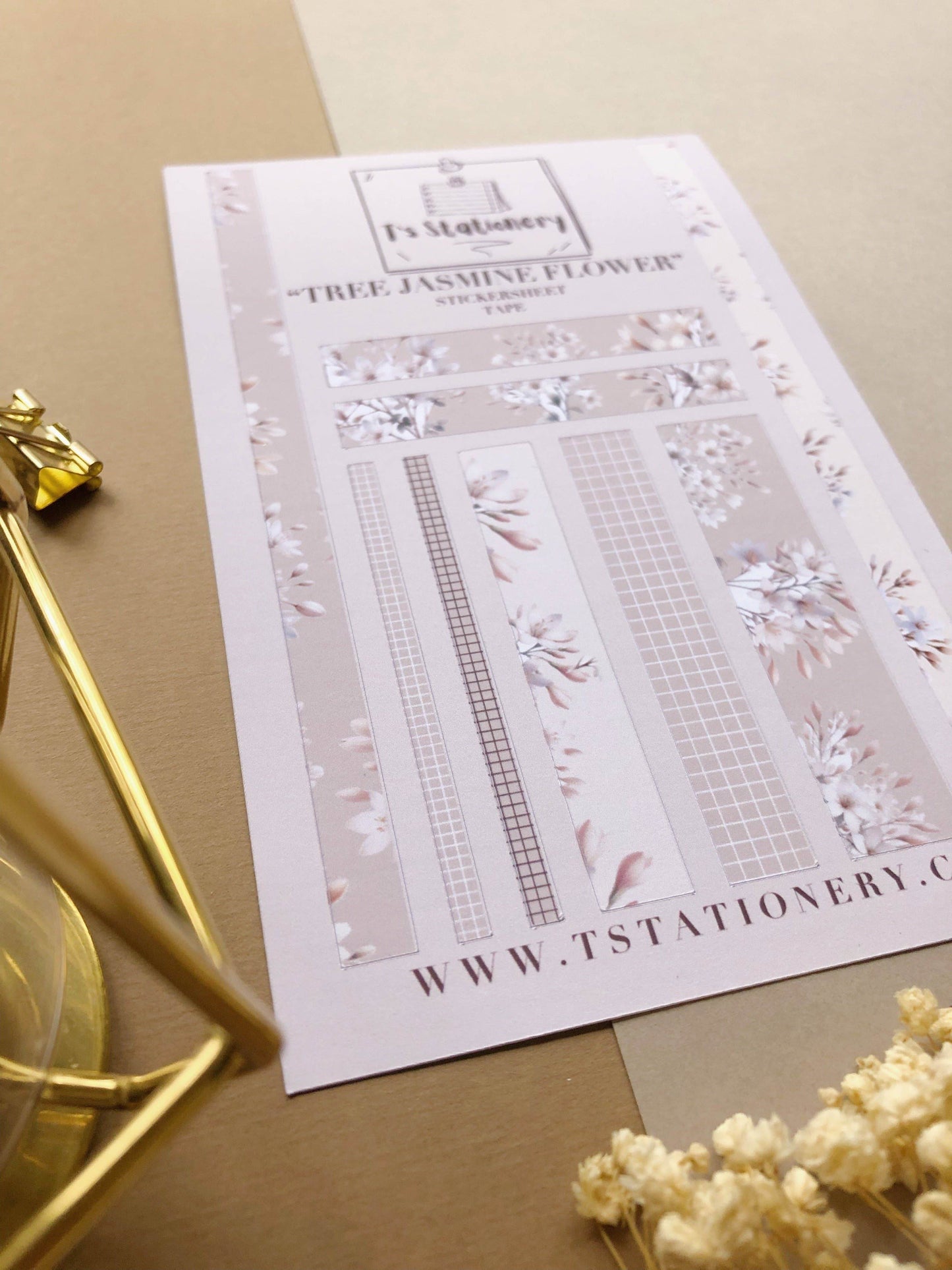 T's Stationery - Stickerveltape „Tree Jasmine Flower” - The Dreamer's Bookshop.