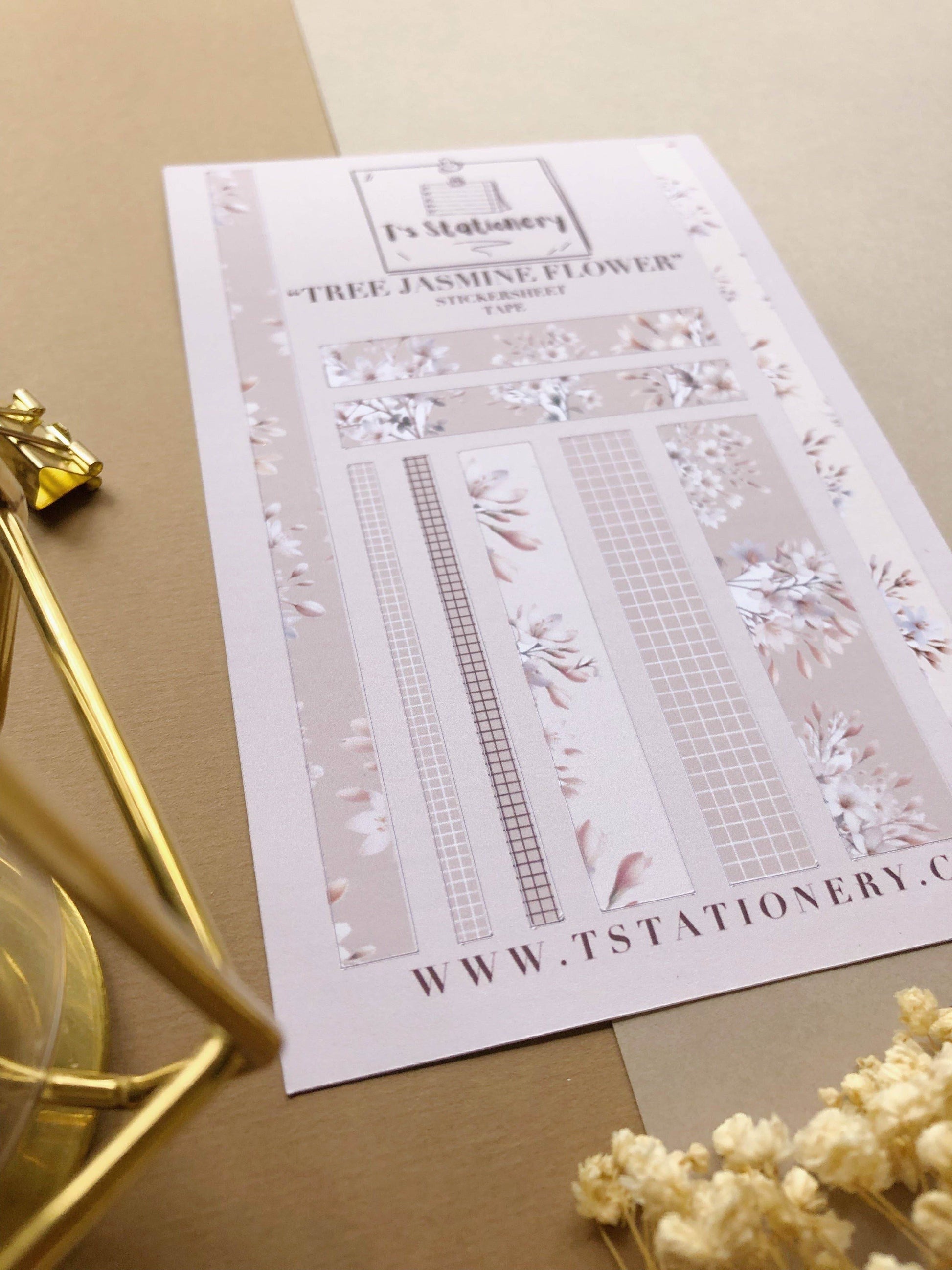 T's Stationery - Stickerveltape „Tree Jasmine Flower” - The Dreamer's Bookshop.