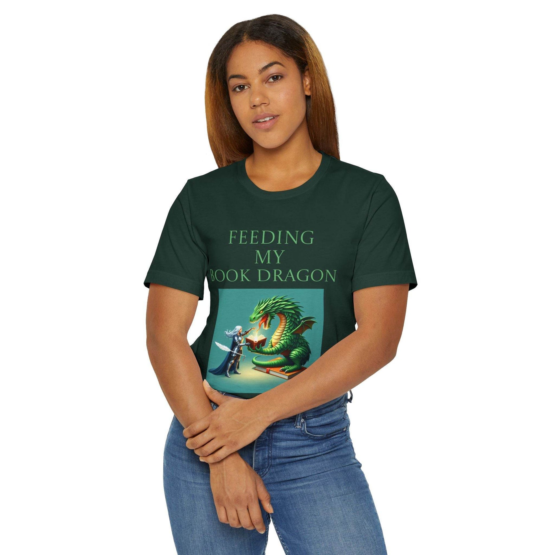 Unisex Jersey T-Shirt - Book Dragon - The Dreamer's Bookshop.