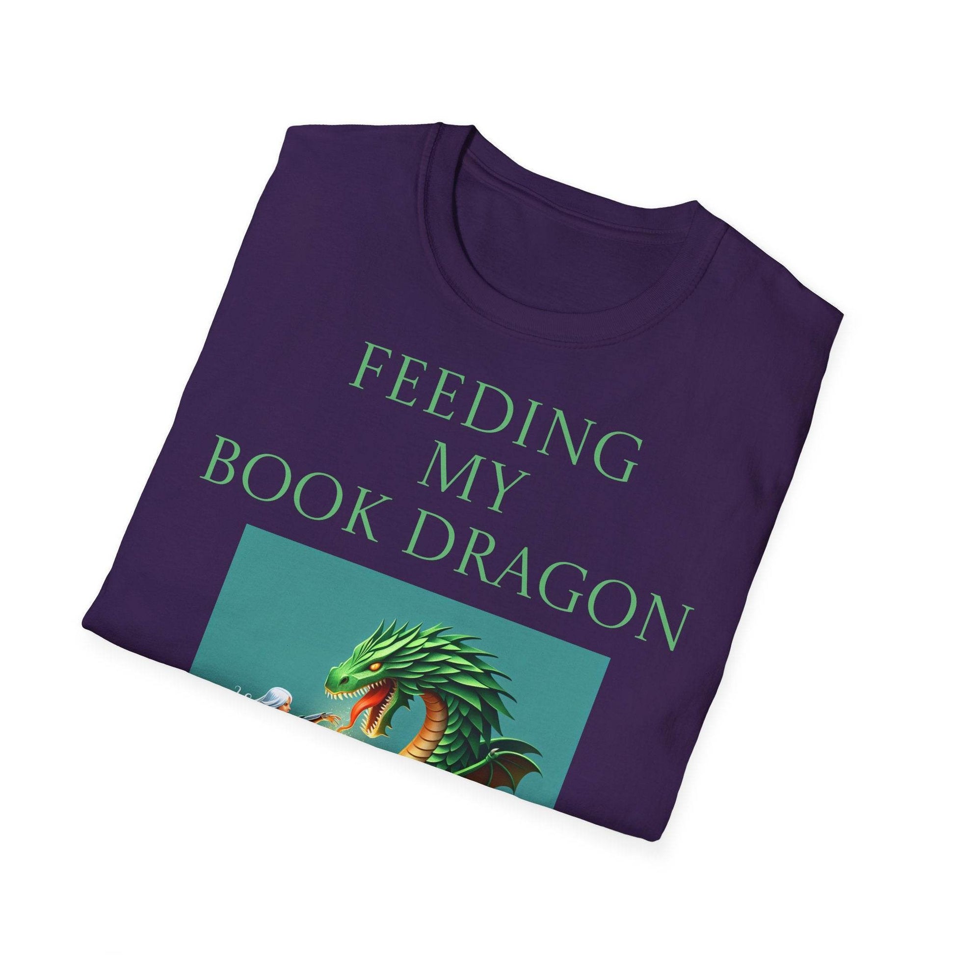 Inspirational Unisex Softstyle T-Shirt - 'Book Dragon' Motivational Design - The Dreamer's Bookshop.