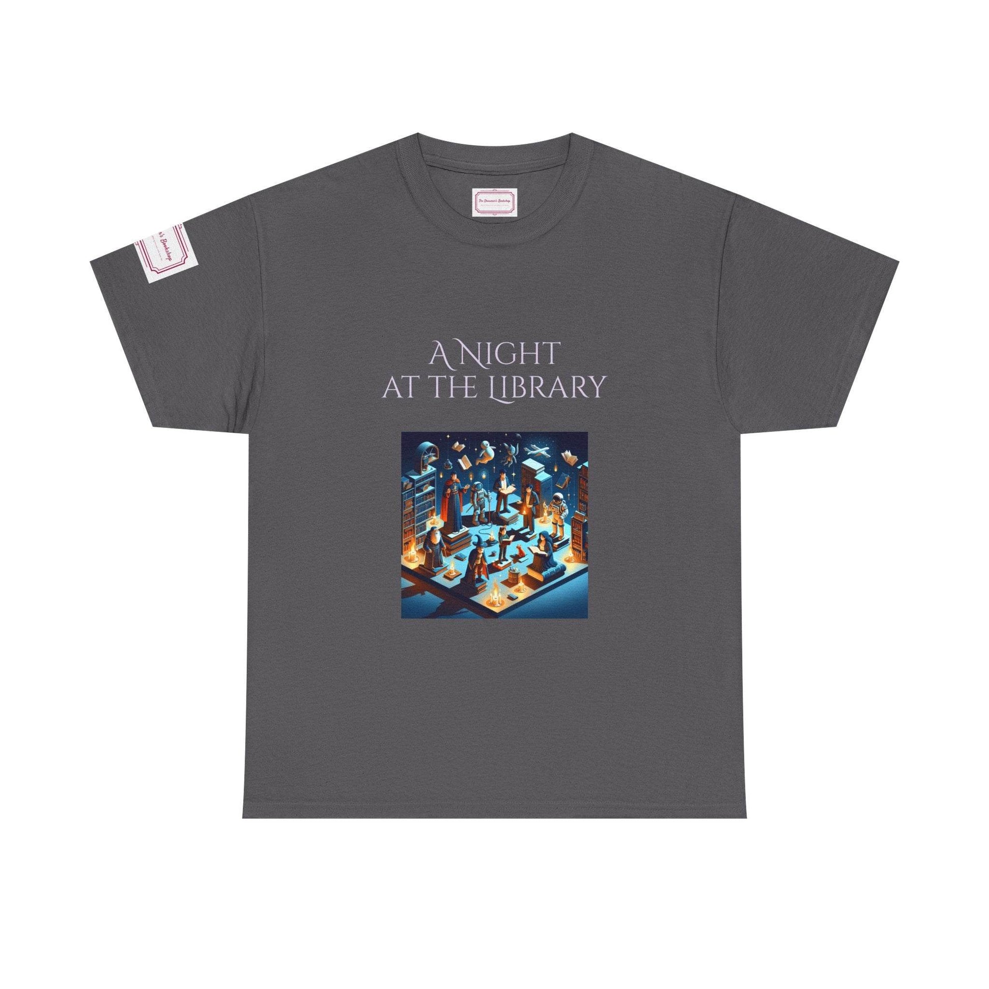 Night at the Library - Unisex Heavy Cotton Tee - Perfect for Book Lovers - The Dreamer's Bookshop.