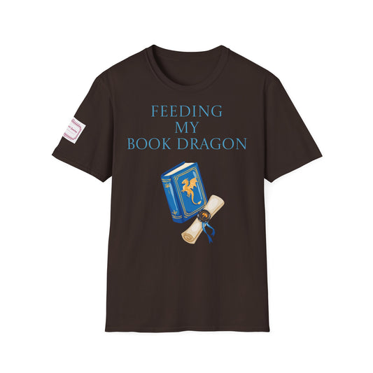 Inspirational Unisex Softstyle T-Shirt - 'Book Dragon' Motivational Design