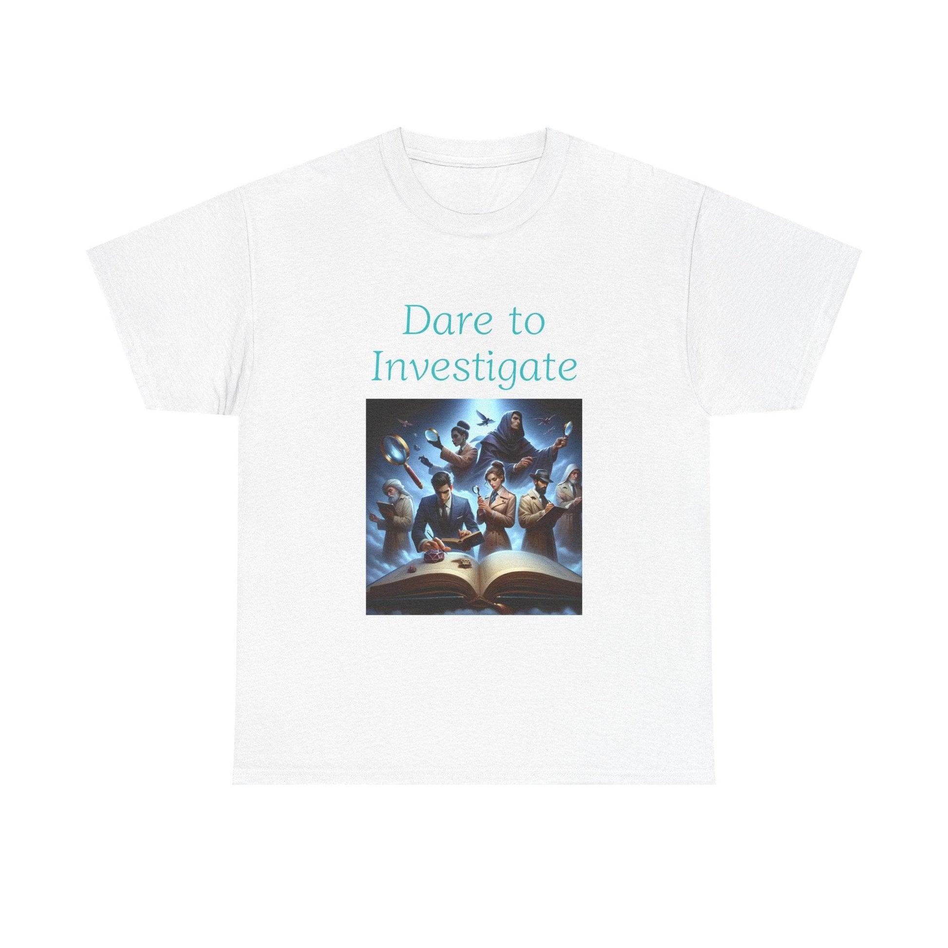 Investigate - Unisex Heavy Cotton Tee - Crime/Mystery Books - The Dreamer's Bookshop.