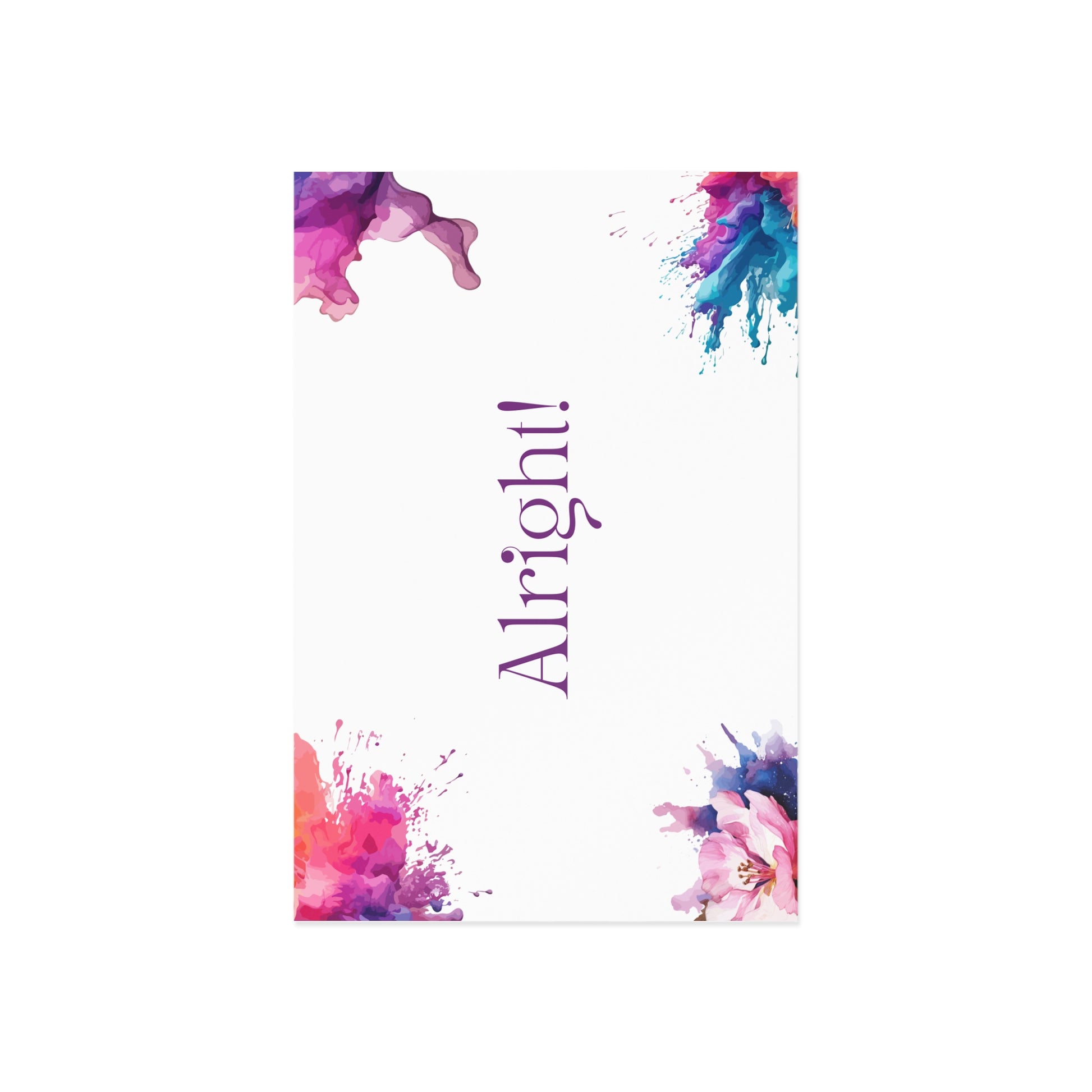 Watercolor Art Exclamation Card "Alright" Joyful Print - The Dreamer's Bookshop.