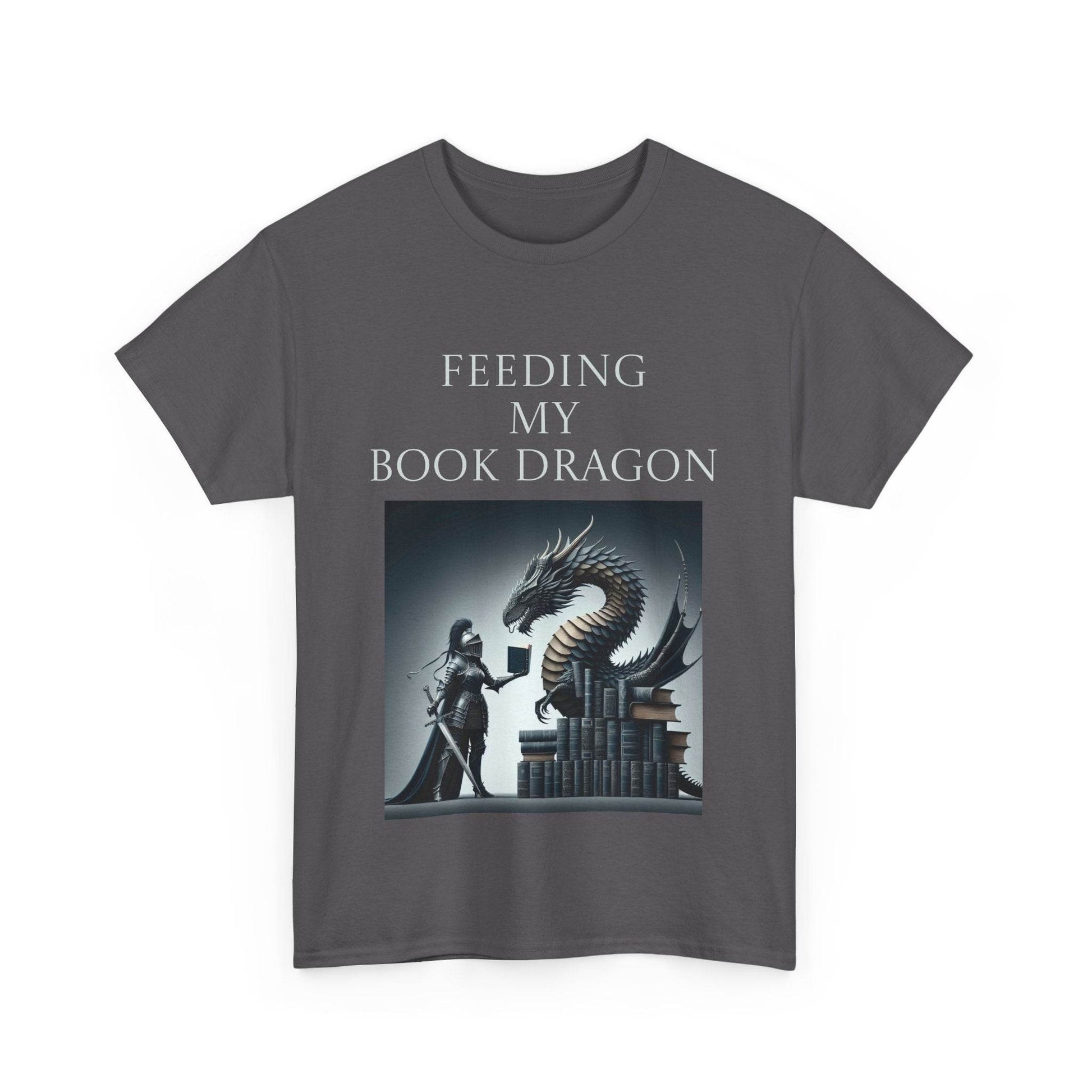 Book Dragon - Unisex Heavy Cotton Tee - Creative Writer's Apparel - The Dreamer's Bookshop.