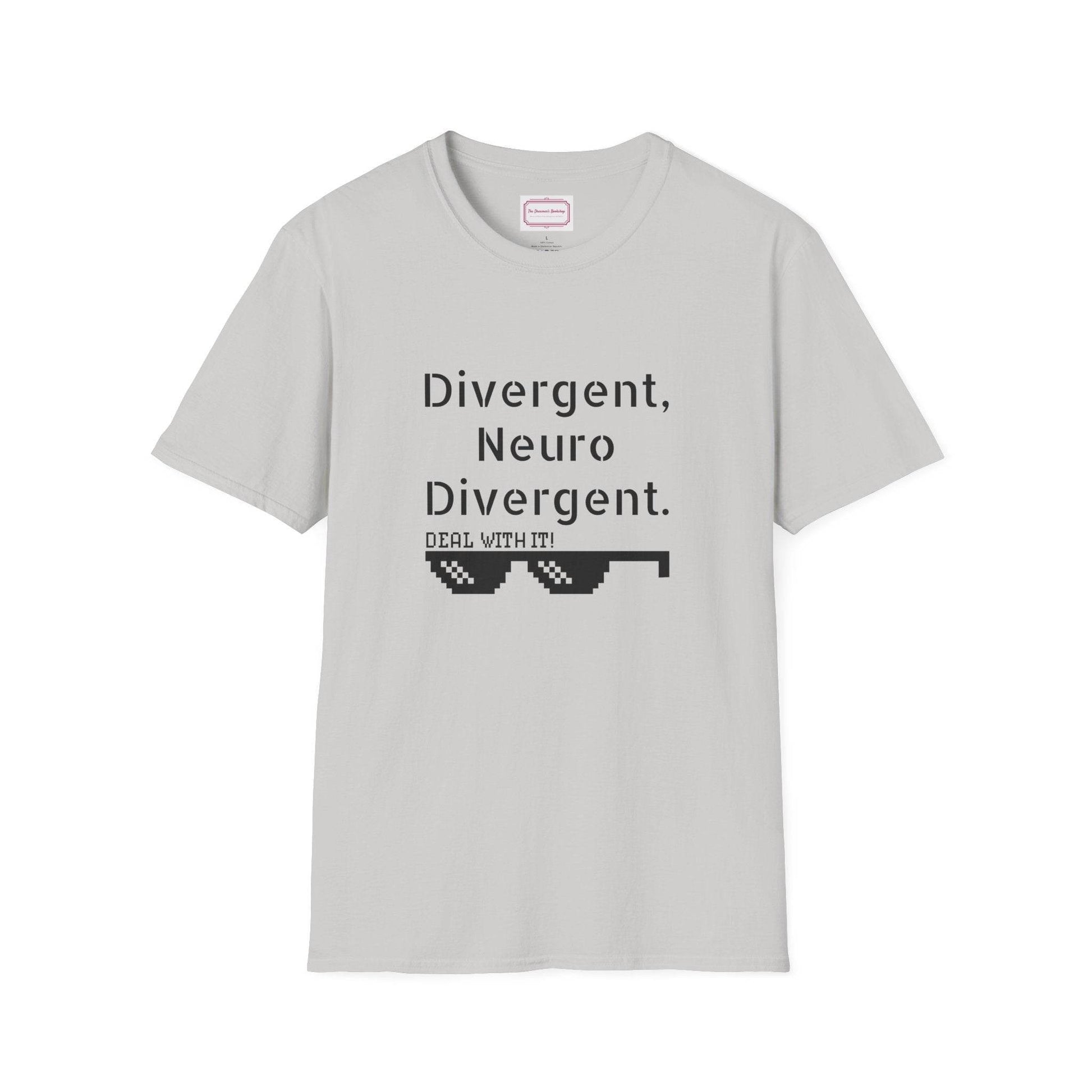 Divergent Neurodivergent T-Shirt - Unisex Softstyle Tee for Acceptance and Awareness - The Dreamer's Bookshop.