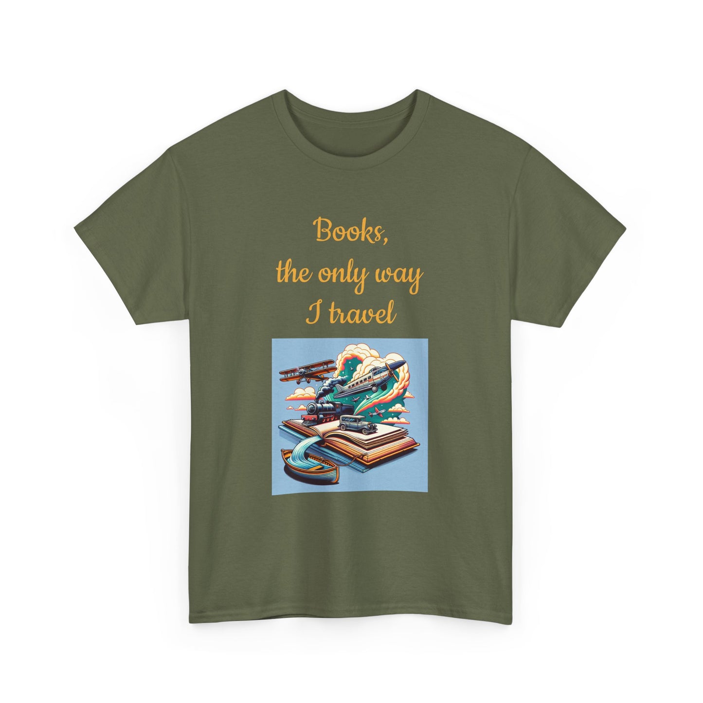 Book Lover's Unisex Heavy Cotton Tee - "Travel" - The Dreamer's Bookshop.