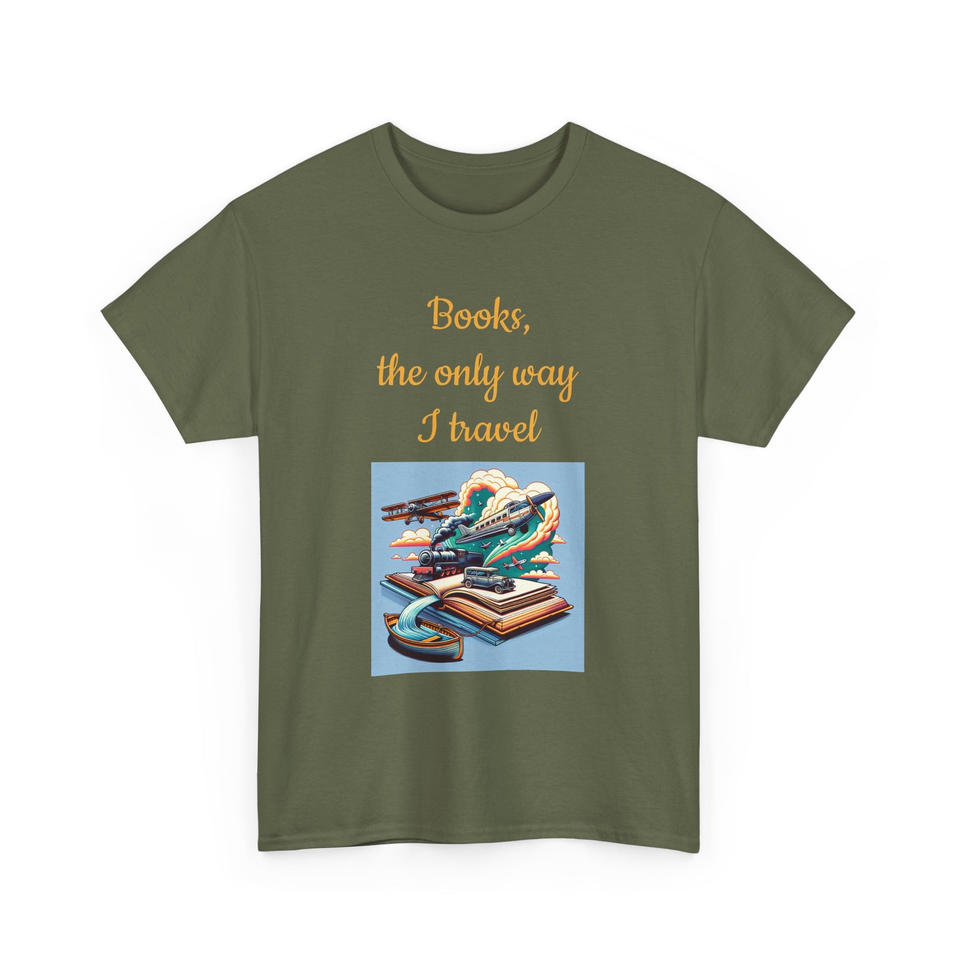 Book Lover's Unisex Heavy Cotton Tee - "Travel" - The Dreamer's Bookshop.