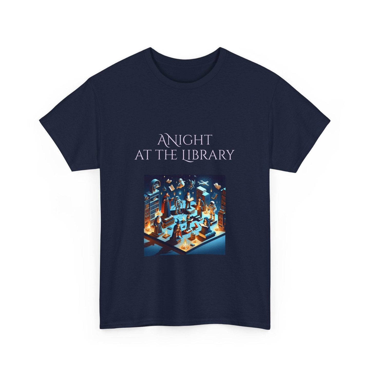 Night at the Library - A Unisex Heavy Cotton Tee - Perfect for Book Lovers - The Dreamer's Bookshop.