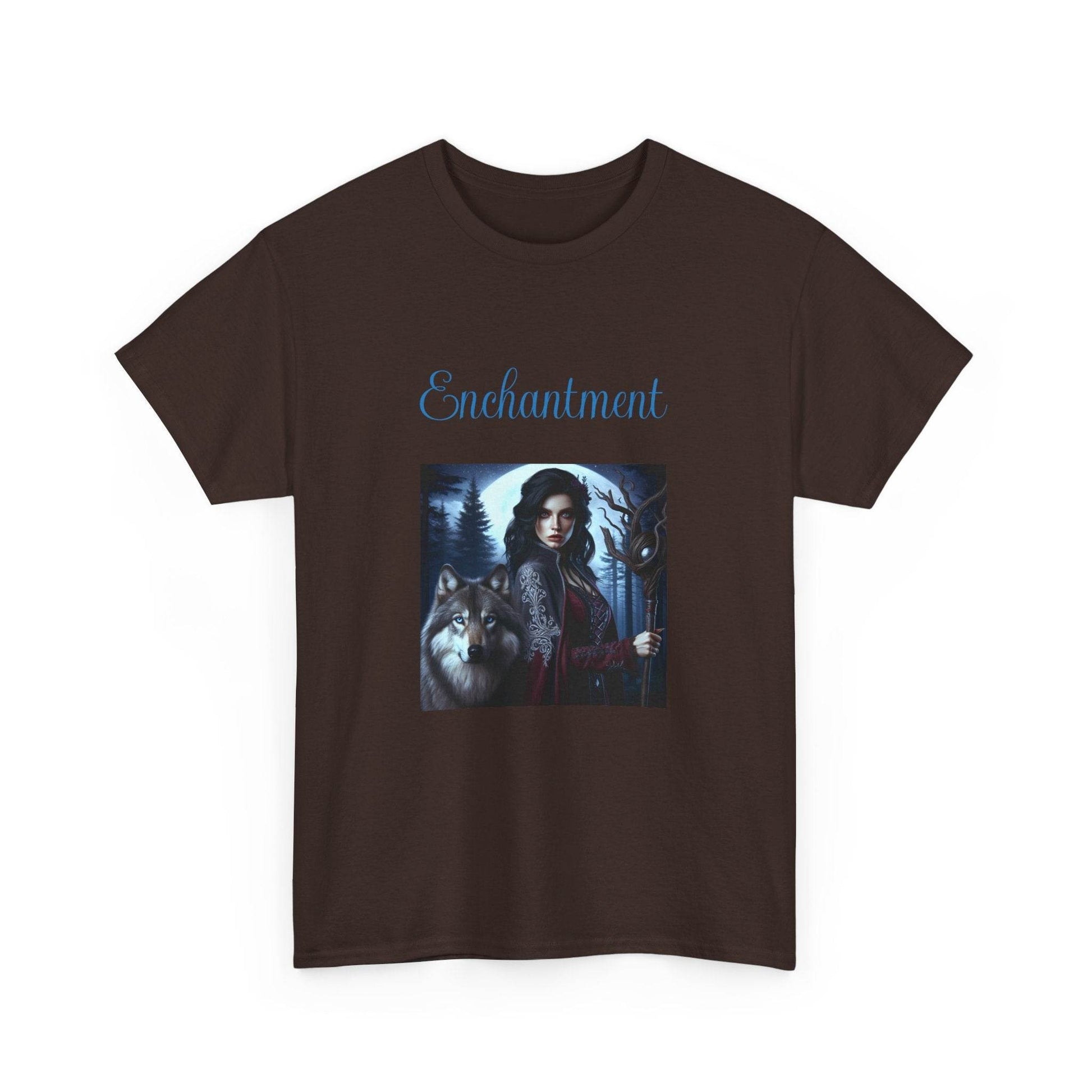 Enchanting Wolf Graphic Tee - Unisex Heavy Cotton T-Shirt for Nature Lovers - The Dreamer's Bookshop.