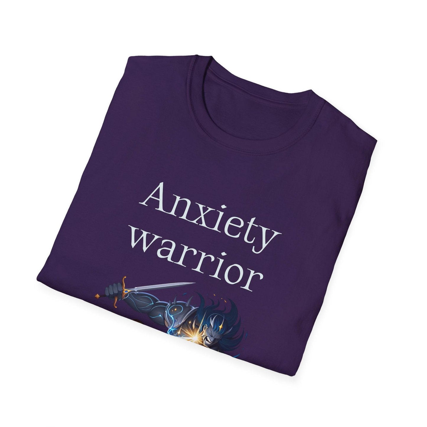 Anxiety Warrior Unisex Softstyle T-Shirt - Empowering Battle Against Mental Health - The Dreamer's Bookshop.