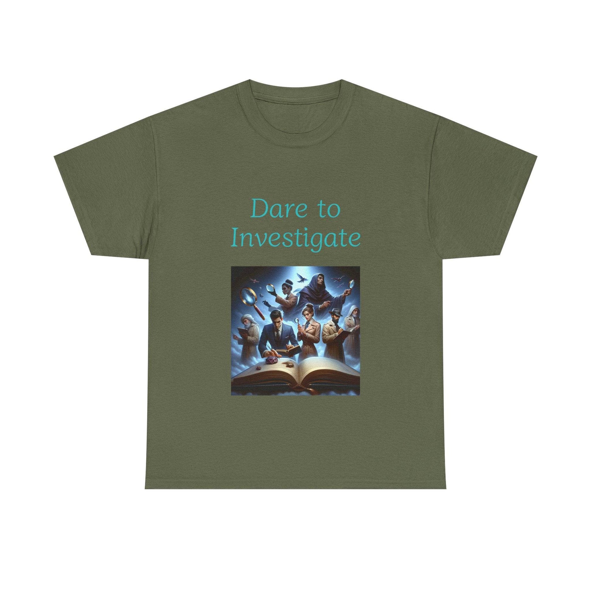 Investigate - Unisex Heavy Cotton Tee - Crime/Mystery Books - The Dreamer's Bookshop.
