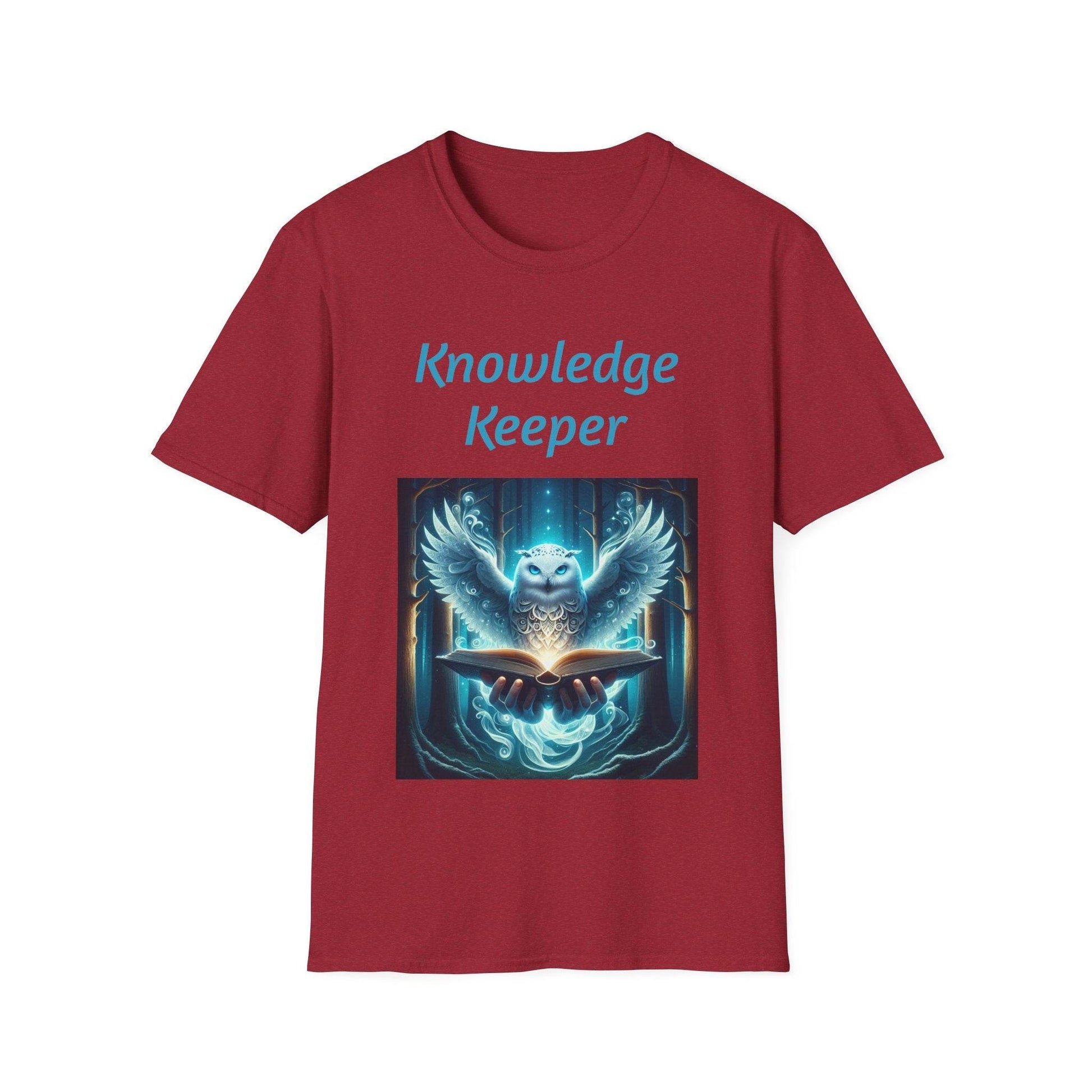 Knowledge Keeper Graphic T-Shirt - Unisex Softstyle Tee, Owl Design - Proud Reader - The Dreamer's Bookshop.