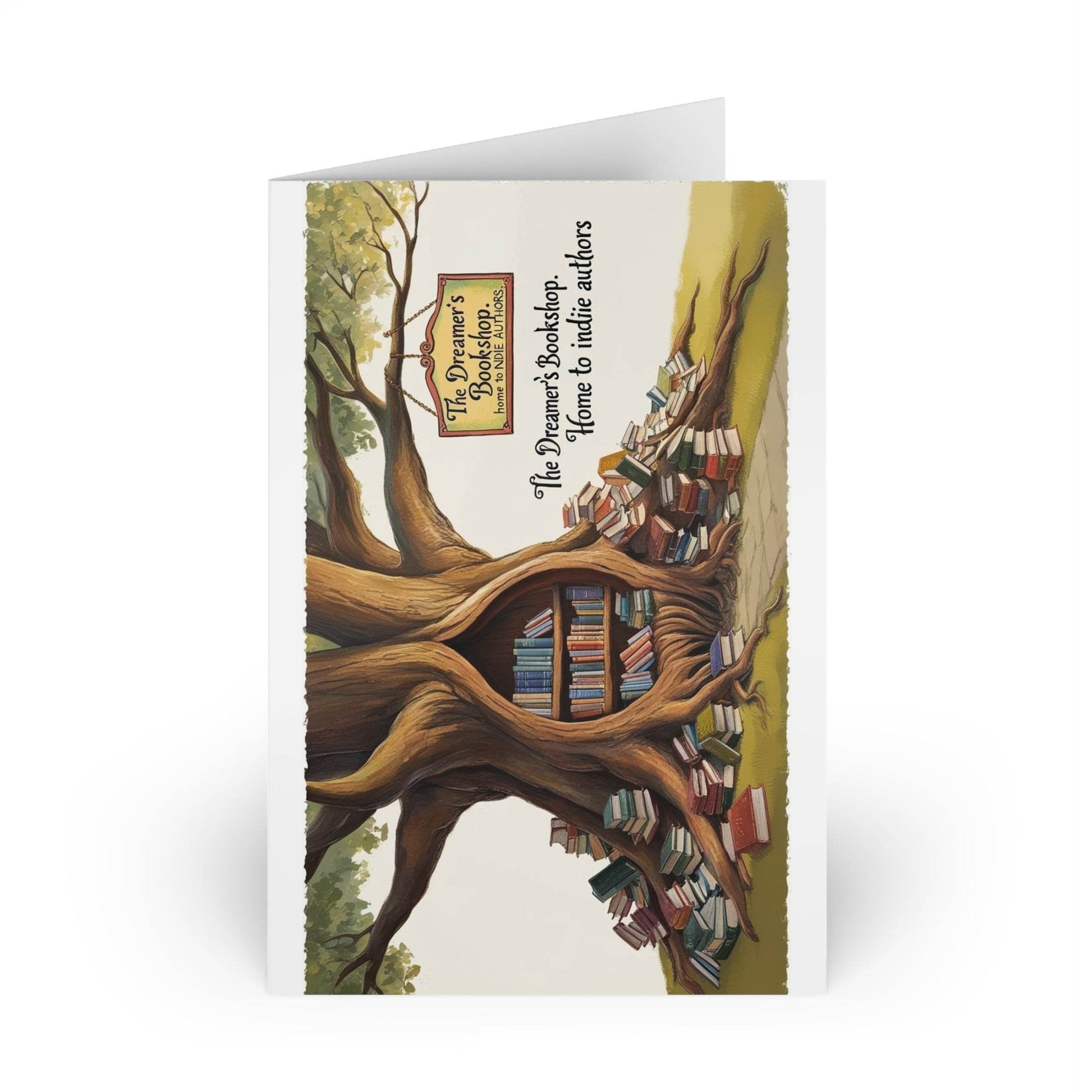 The Dreamer's Bookshop - Tree and Books Card - The Dreamer's Bookshop.