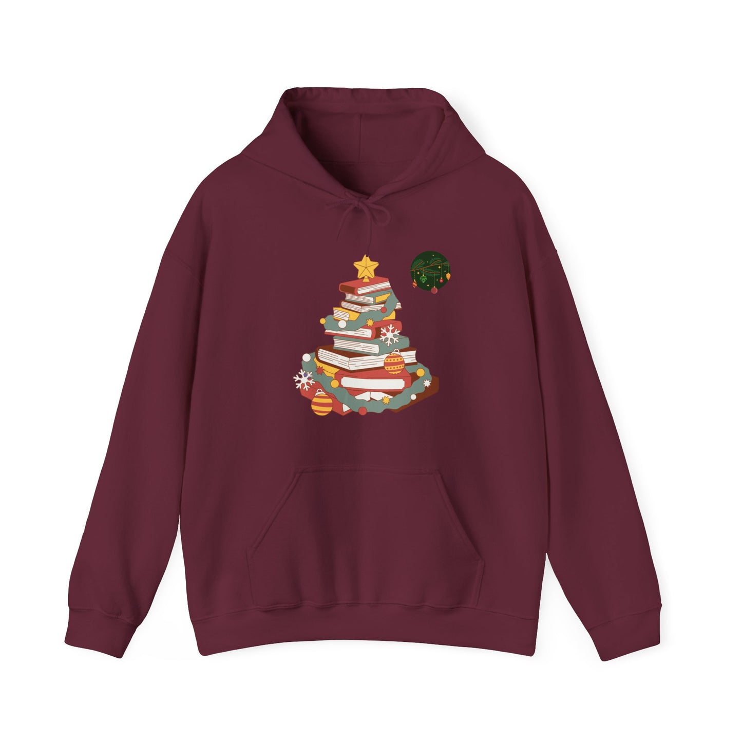 Christmas Book Tree Hoodie - Cozy Unisex Sweatshirt for Book Lovers