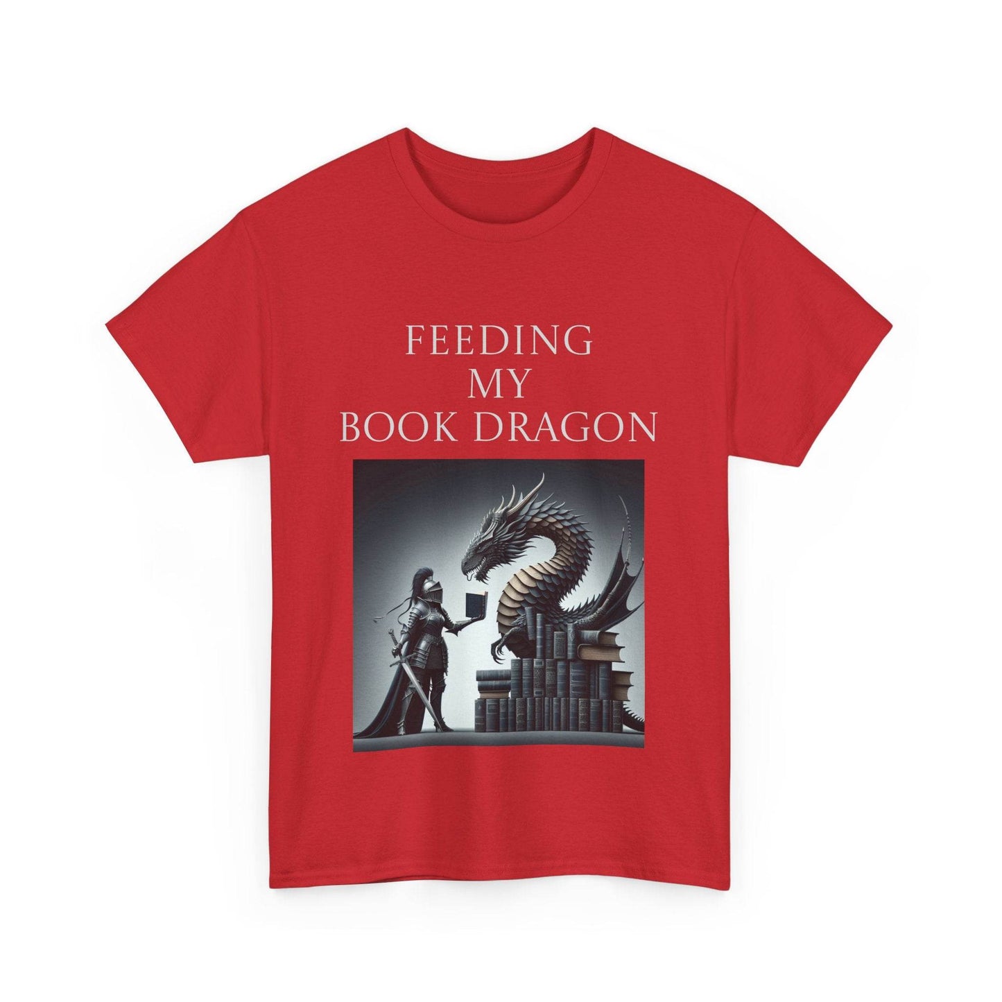 Book Dragon - Unisex Heavy Cotton Tee - Creative Writer's Apparel - The Dreamer's Bookshop.