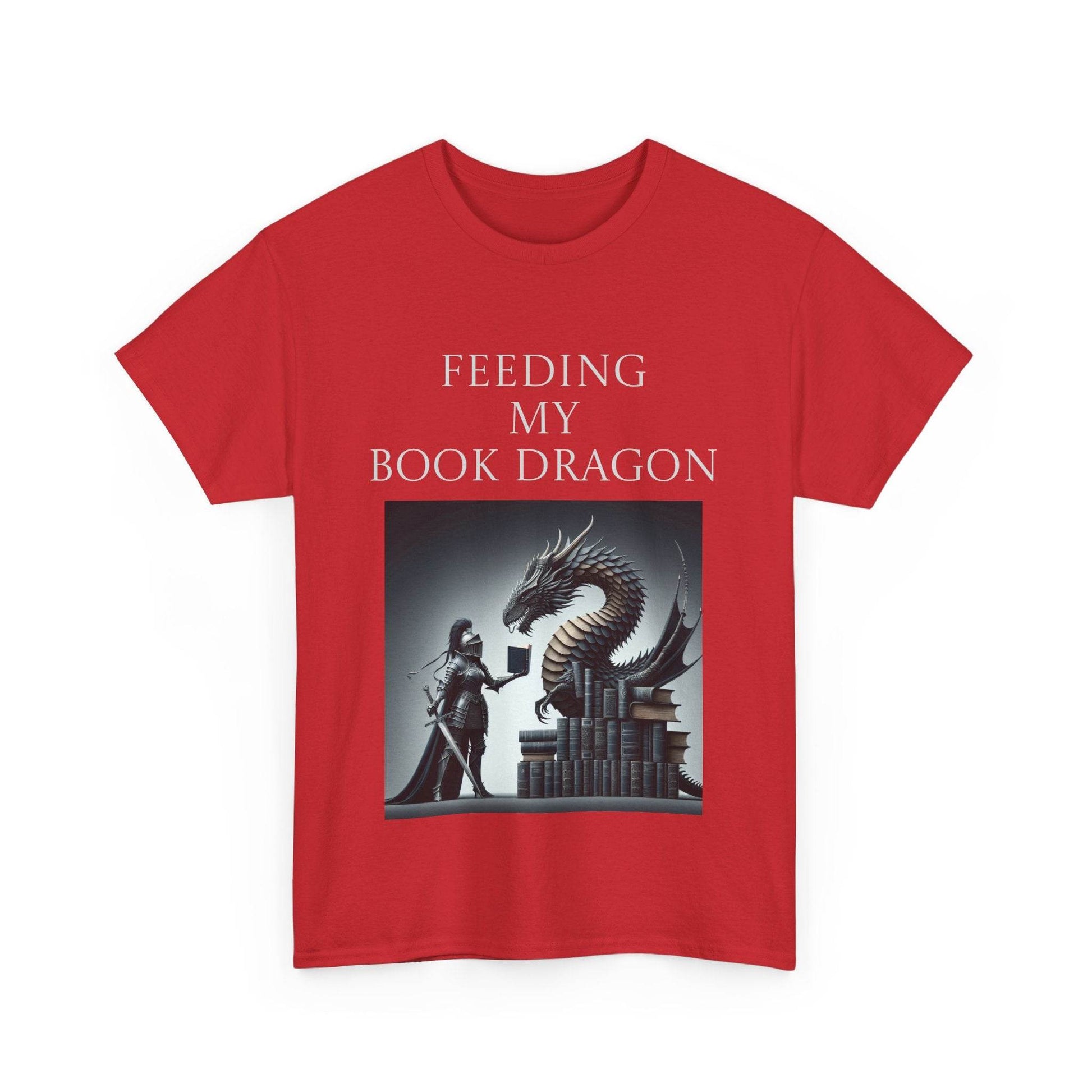 Book Dragon - Unisex Heavy Cotton Tee - Creative Writer's Apparel - The Dreamer's Bookshop.