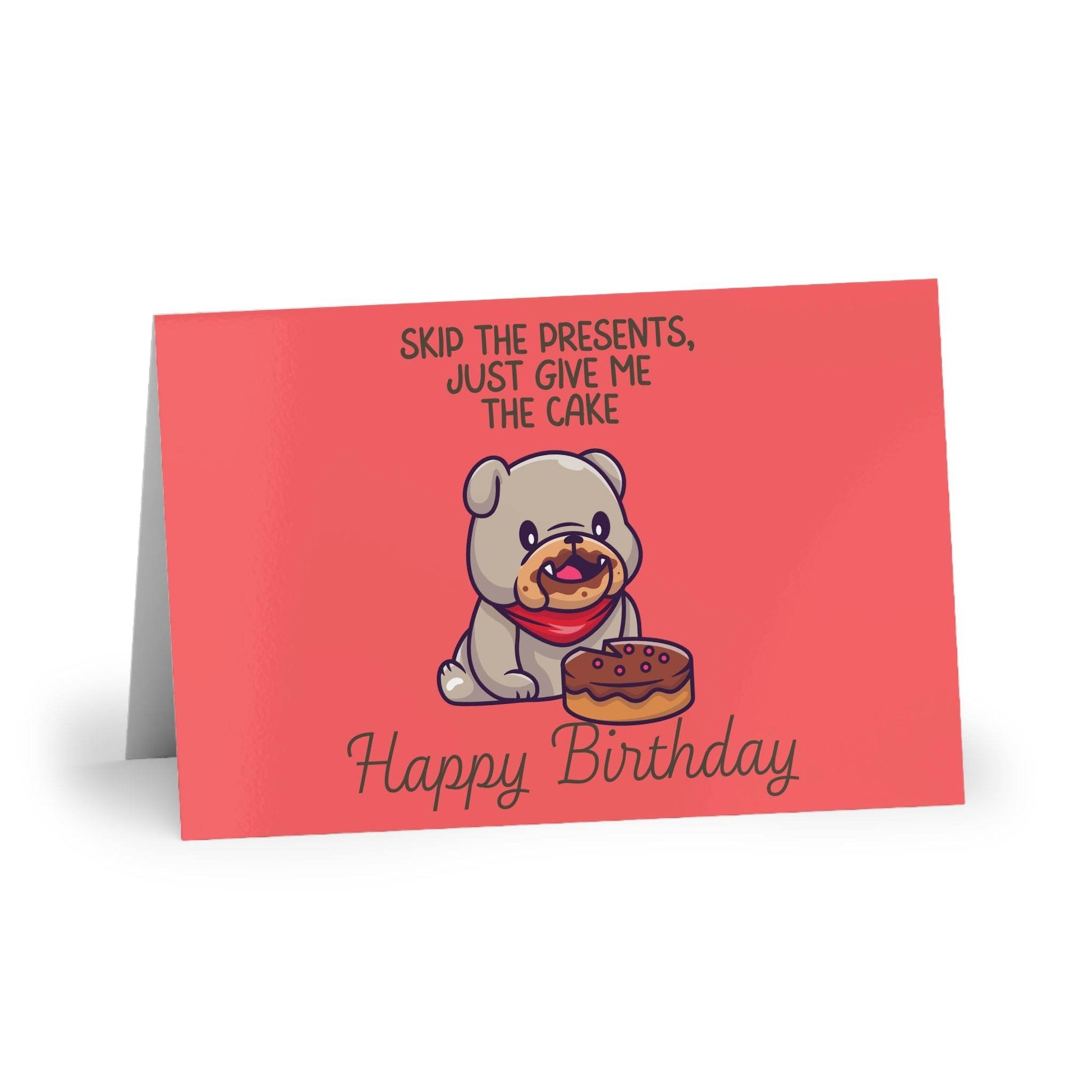 The Dreamer's Bookshop Cute "Give me the cake" Dog Birthday Card - The Dreamer's Bookshop.