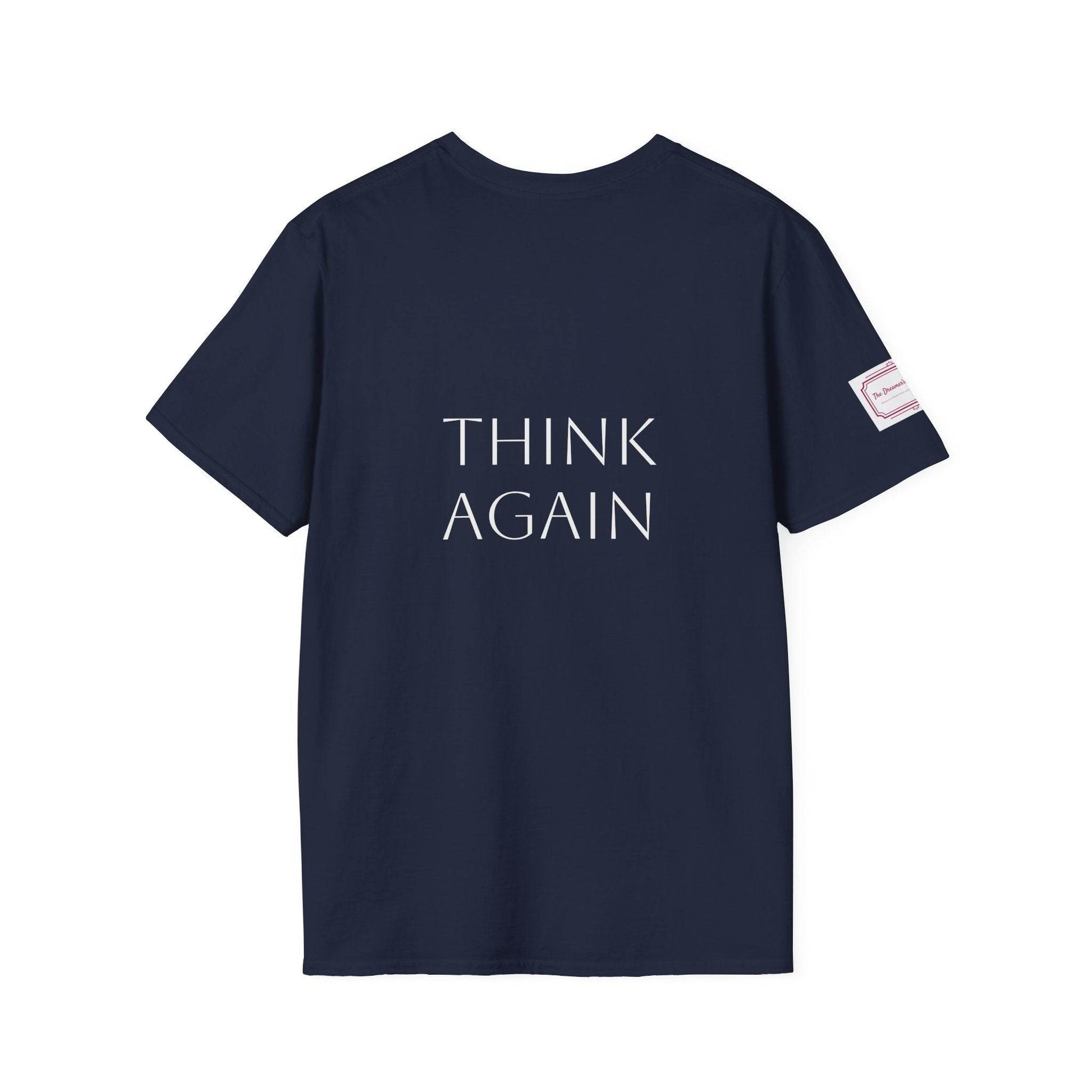 Inspirational Unisex Softstyle T-Shirt - 'Think Again' Motivational Design - The Dreamer's Bookshop.
